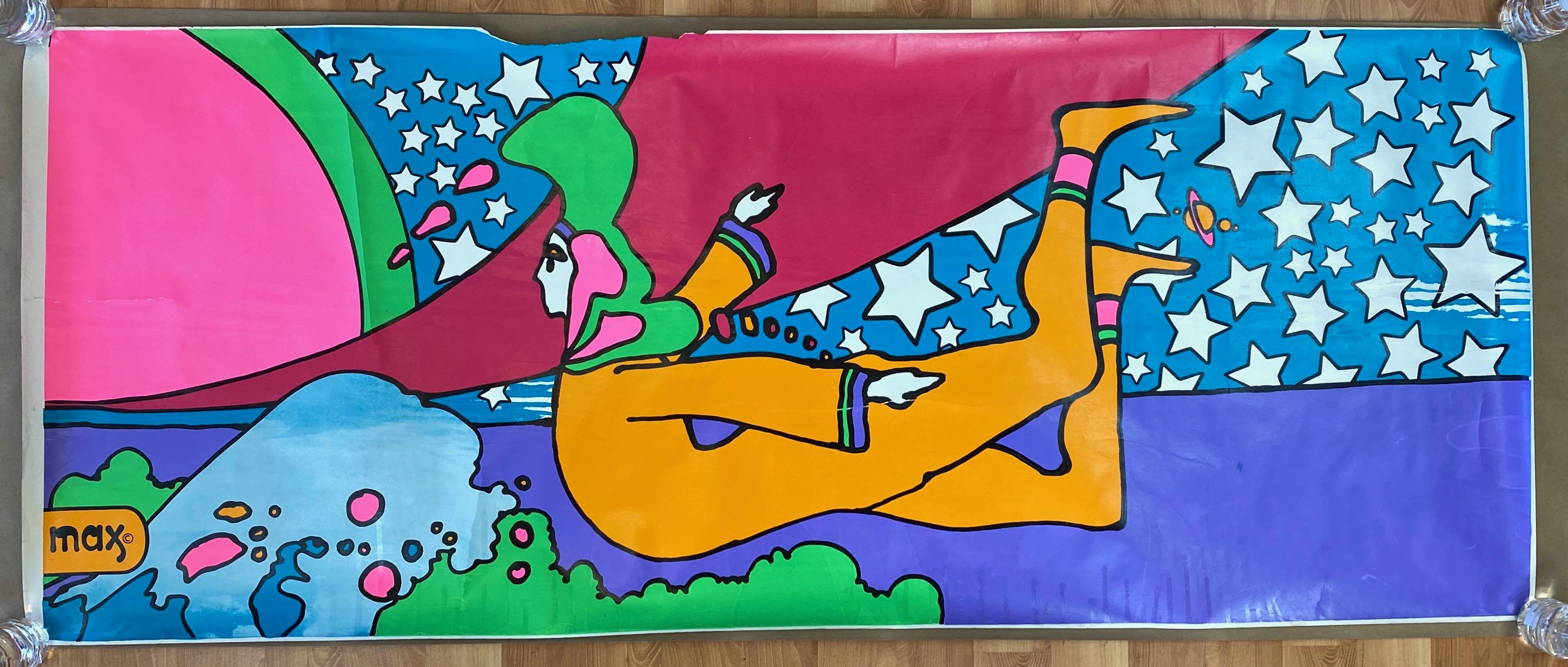 Mid-Century Modern Peter Max 12-Foot-Wide Serigraph for 1970 de Young Museum Solo Exhibition ‘A’ For Sale