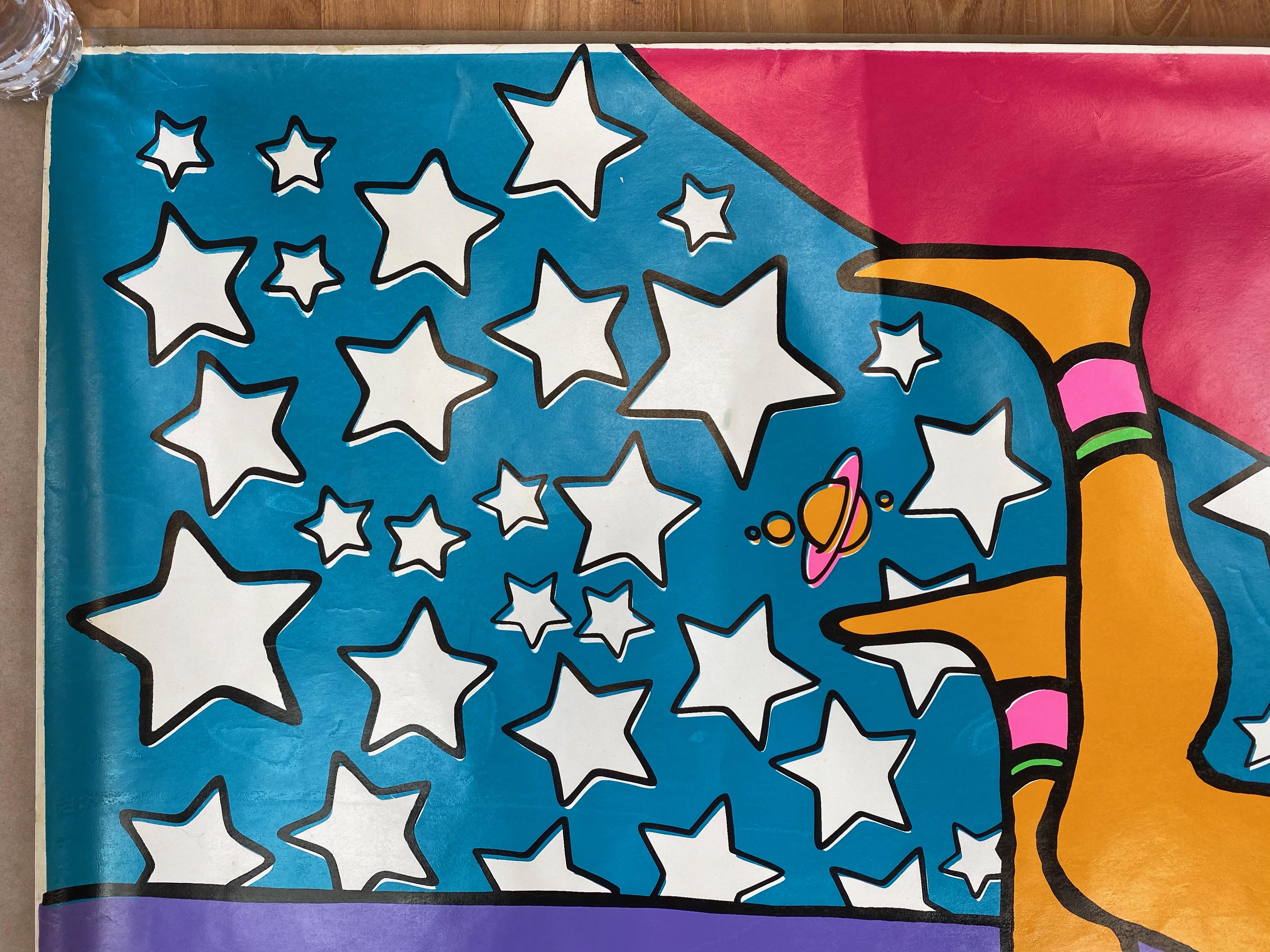 American Peter Max 12-Foot-Wide Serigraph for 1970 de Young Museum Solo Exhibition ‘A’ For Sale