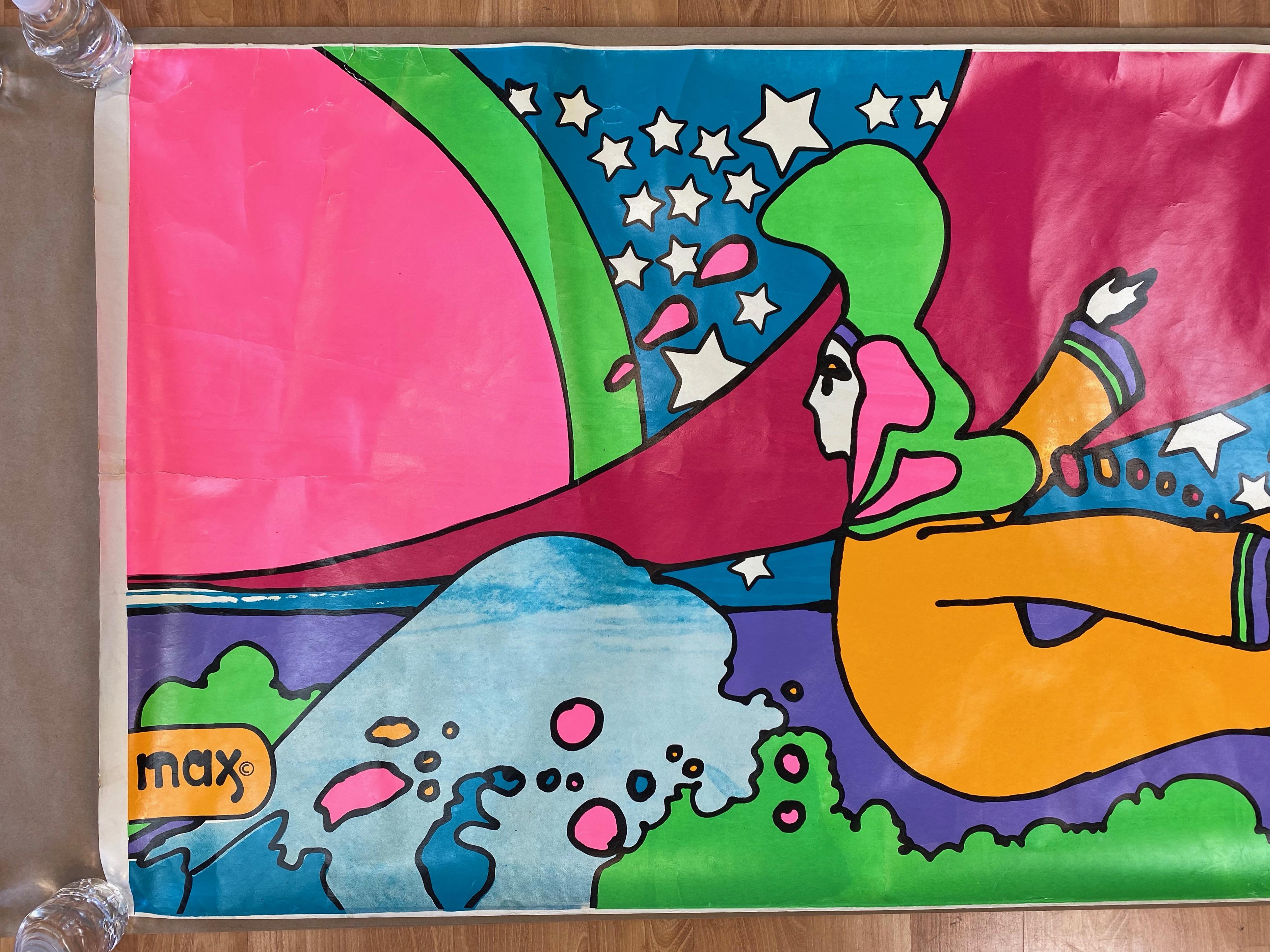 Serigrafía de 12 pies de ancho de Peter Max para la exposición individual 