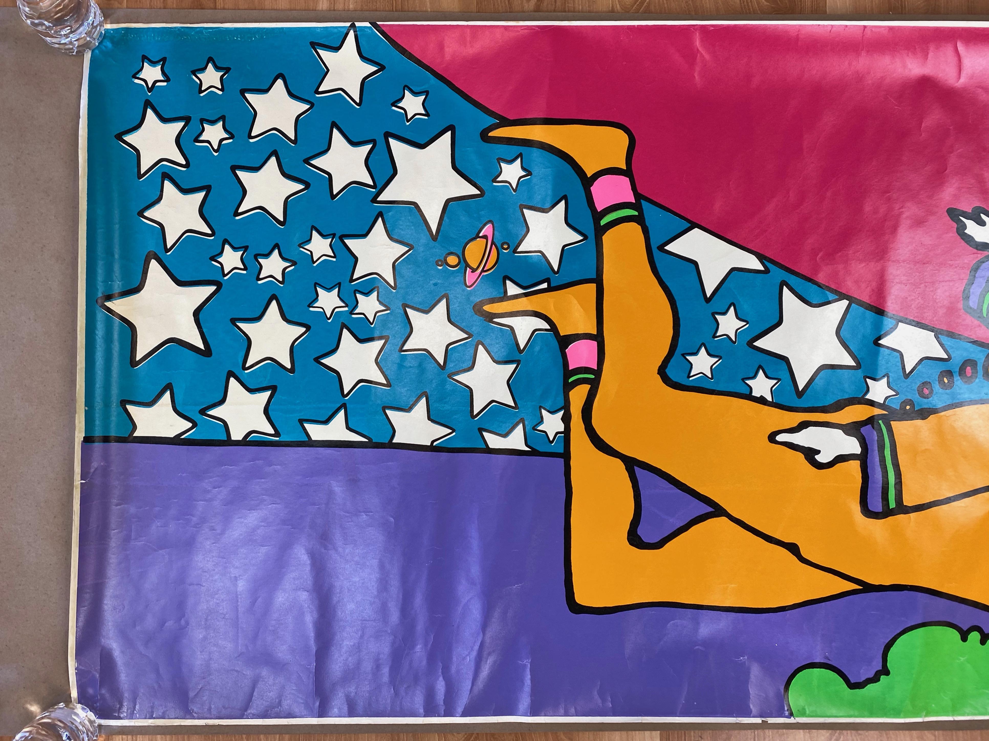 Mid-Century Modern Peter Max 12-Foot-Wide Serigraph for 1970 de Young Museum Solo Exhibition ‘B’ For Sale