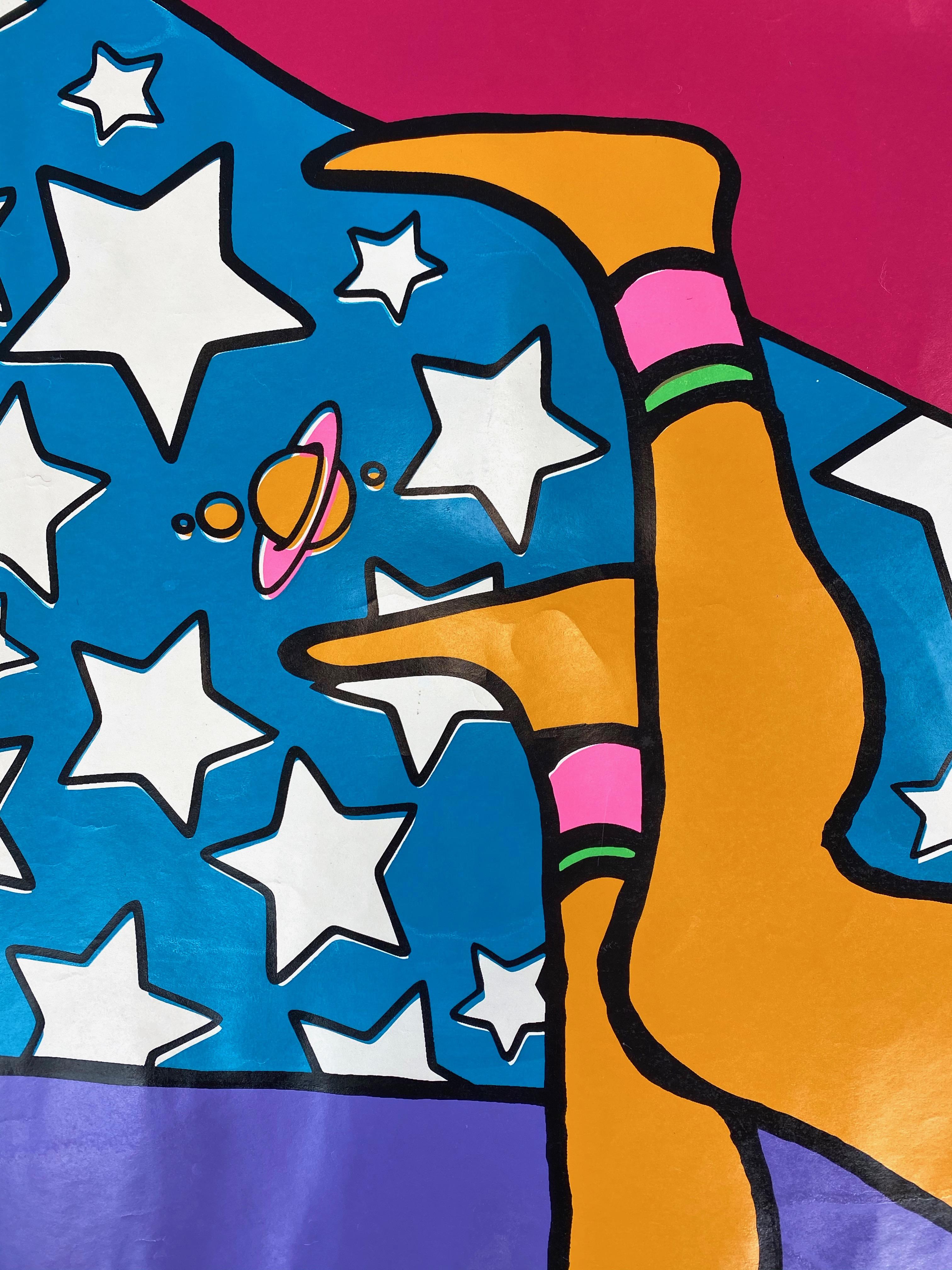 Serigrafía de 12 pies de ancho de Peter Max para la exposición individual 