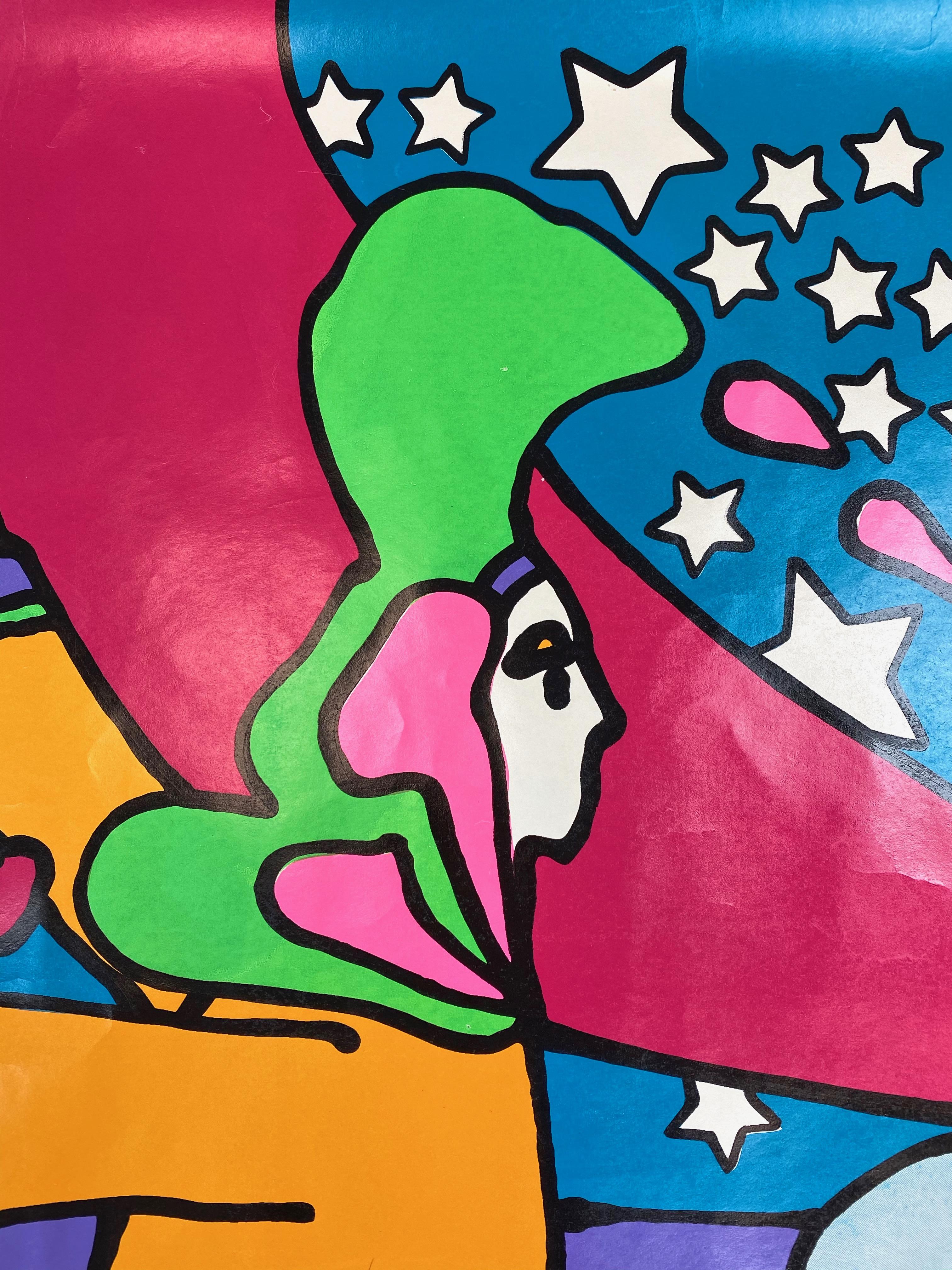 Late 20th Century Peter Max 12-Foot-Wide Serigraph for 1970 de Young Museum Solo Exhibition ‘B’ For Sale