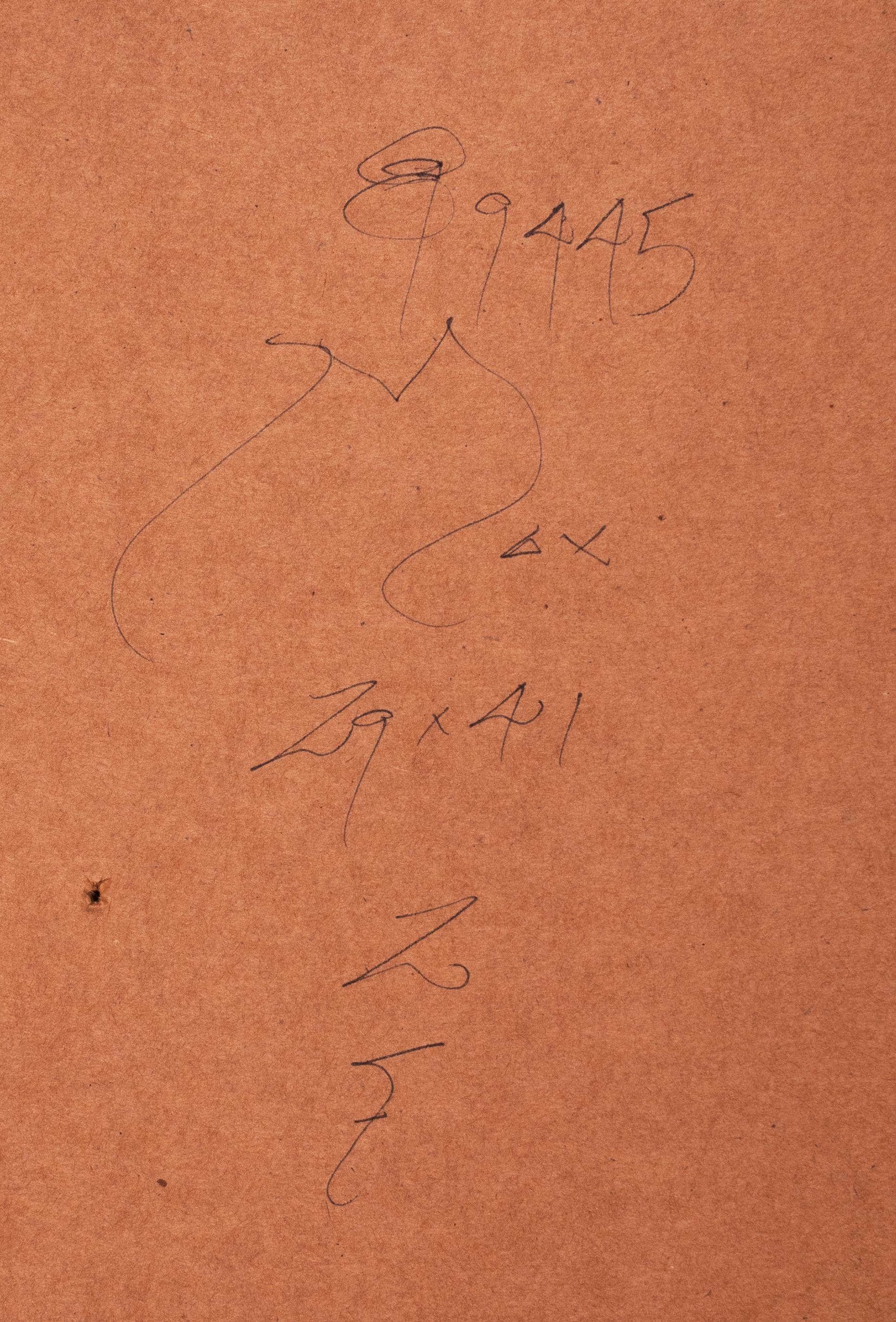 Carta Peter Max Brown Lady Pittura a tecnica mista su carta anni 2000 Firmata e incorniciata in vendita