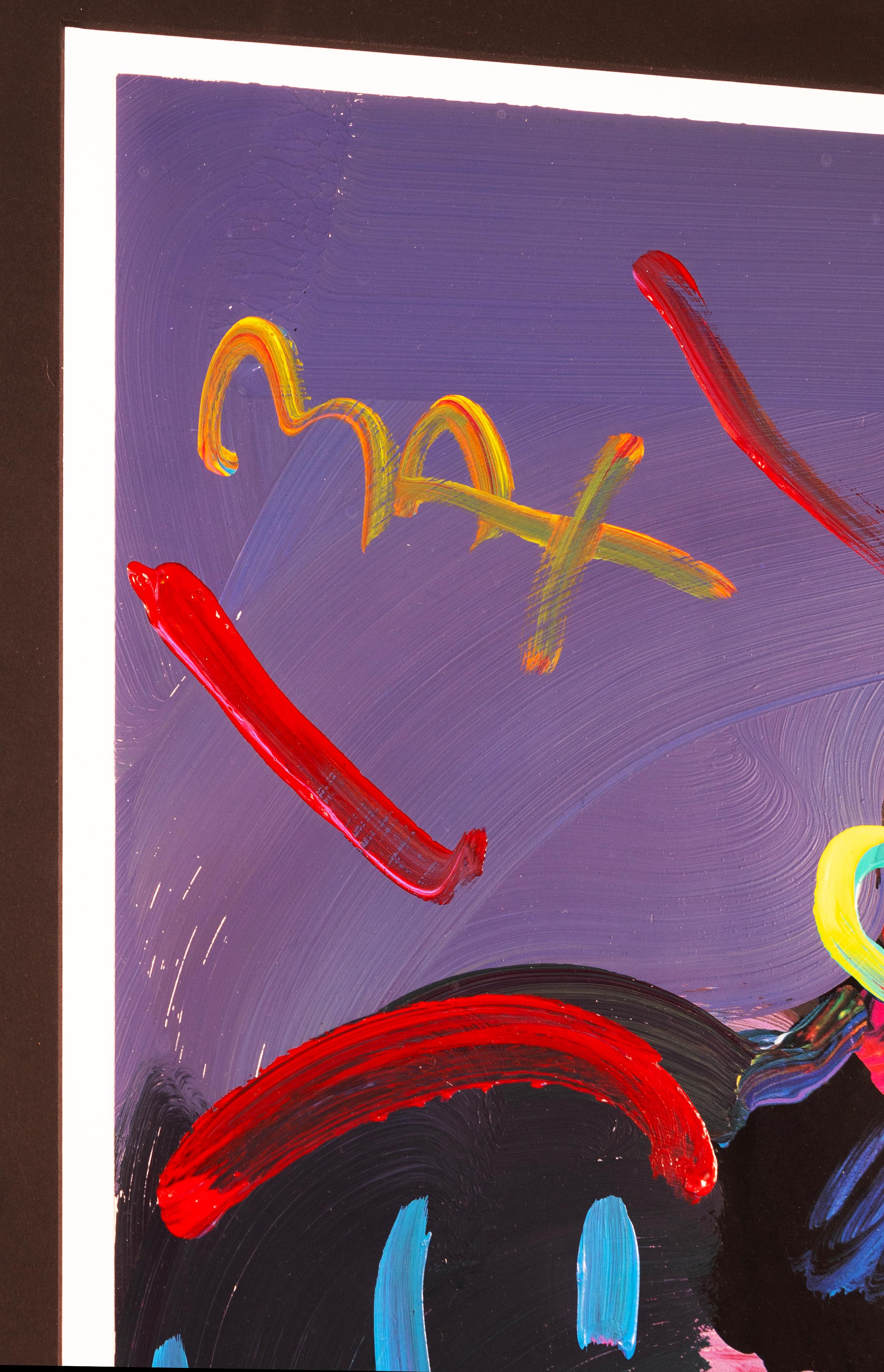 Peter Max Brown Lady Pittura a tecnica mista su carta anni 2000 Firmata e incorniciata in vendita 2