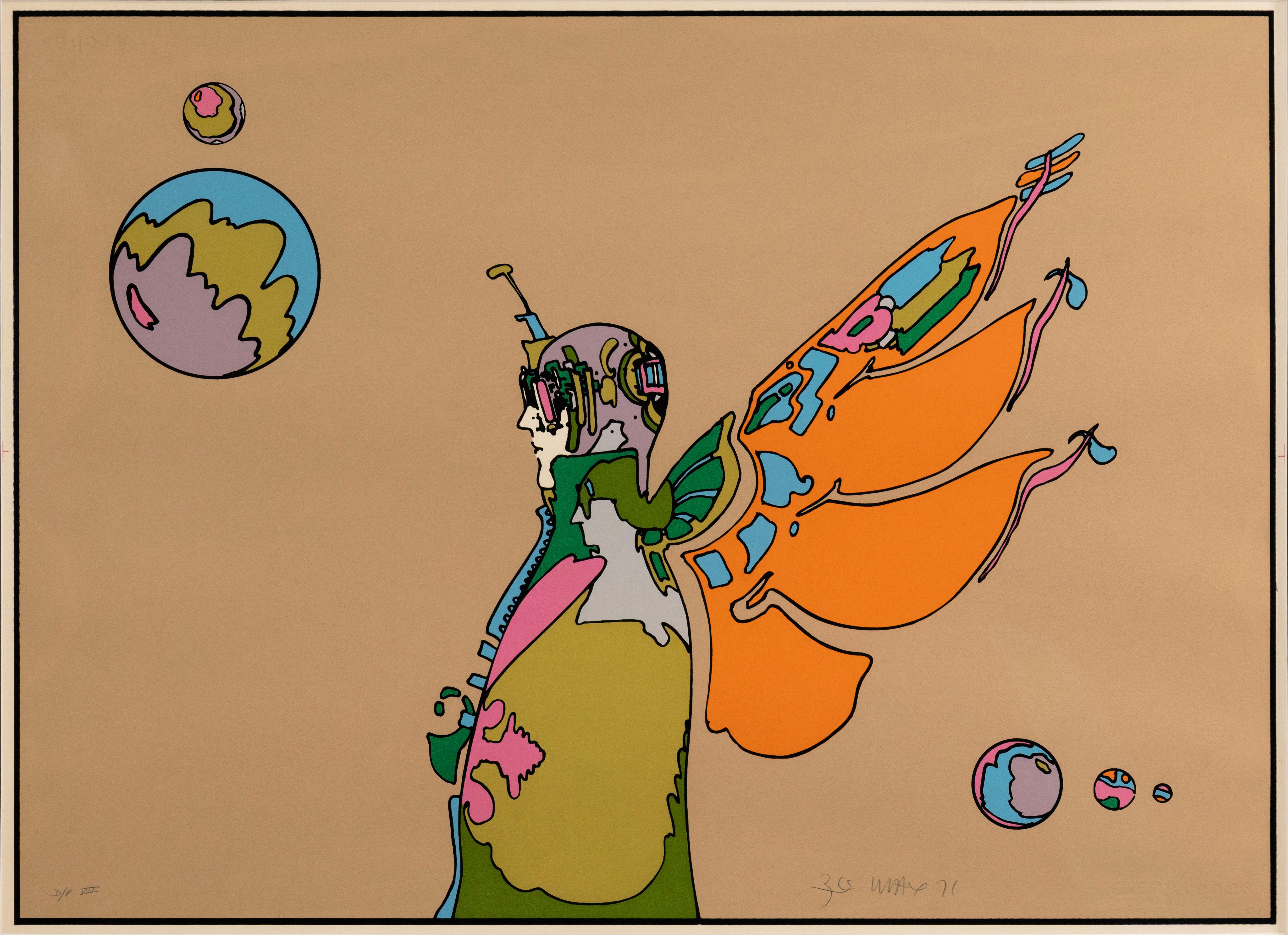 Peter Max - Krabbennebelmann, 1971 Signierte Pop-Art-Serigrafie auf Papier I/P VII (amerikanisch) im Angebot