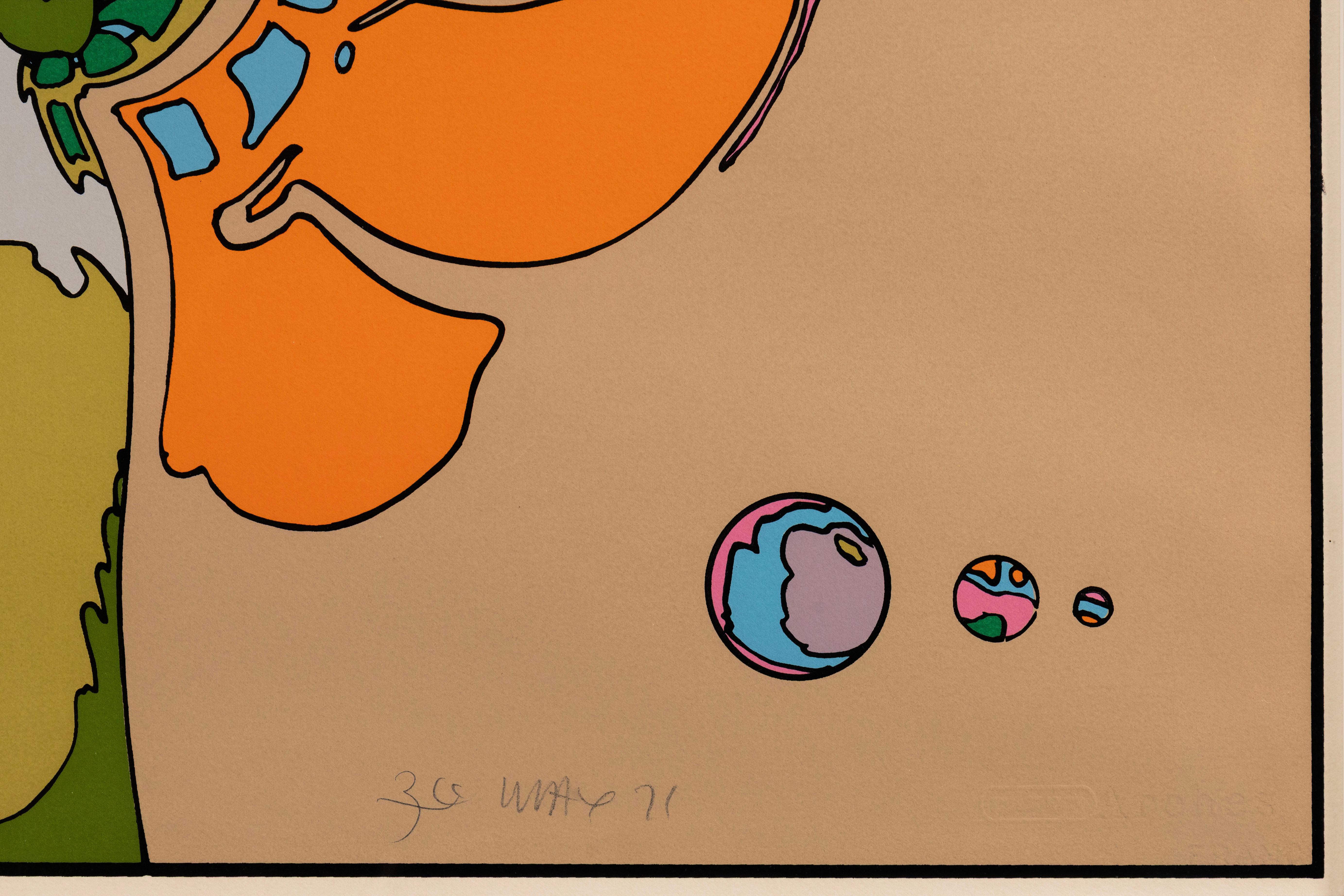 Peter Max - Krabbennebelmann, 1971 Signierte Pop-Art-Serigrafie auf Papier I/P VII im Zustand „Gut“ im Angebot in Keego Harbor, MI