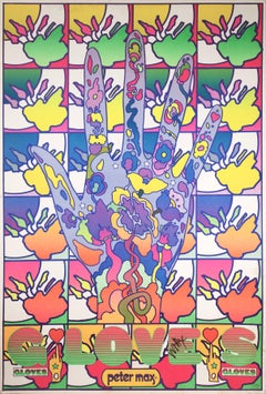 Peter Max Glove’s Signed Modern Pop Art Lithographic Poster Unframed 1970
