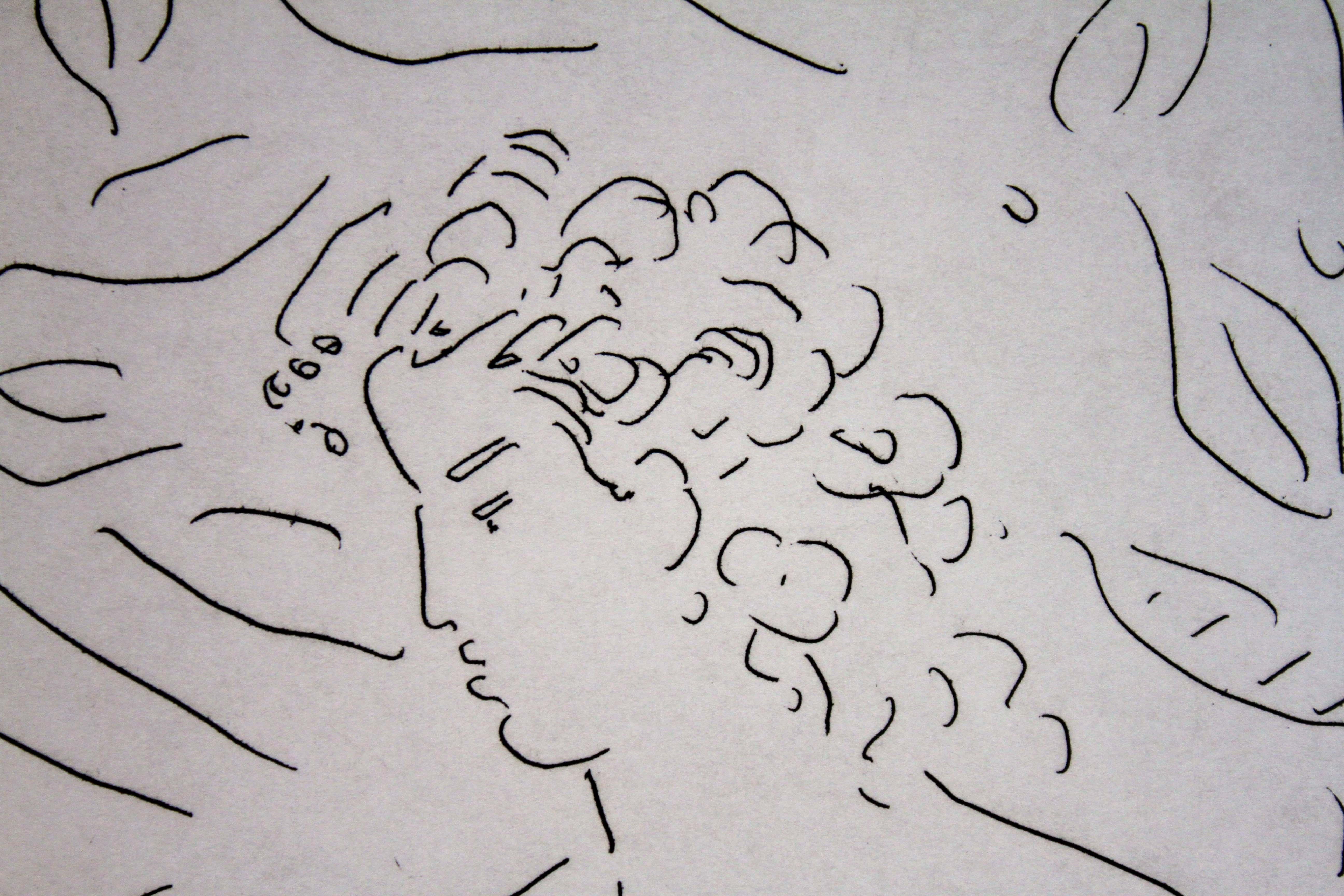 Peter Max Homage zu Picasso, Band 5, Radierung XVII, 1993, signiert 68/99, ungerahmt (Ende des 20. Jahrhunderts) im Angebot
