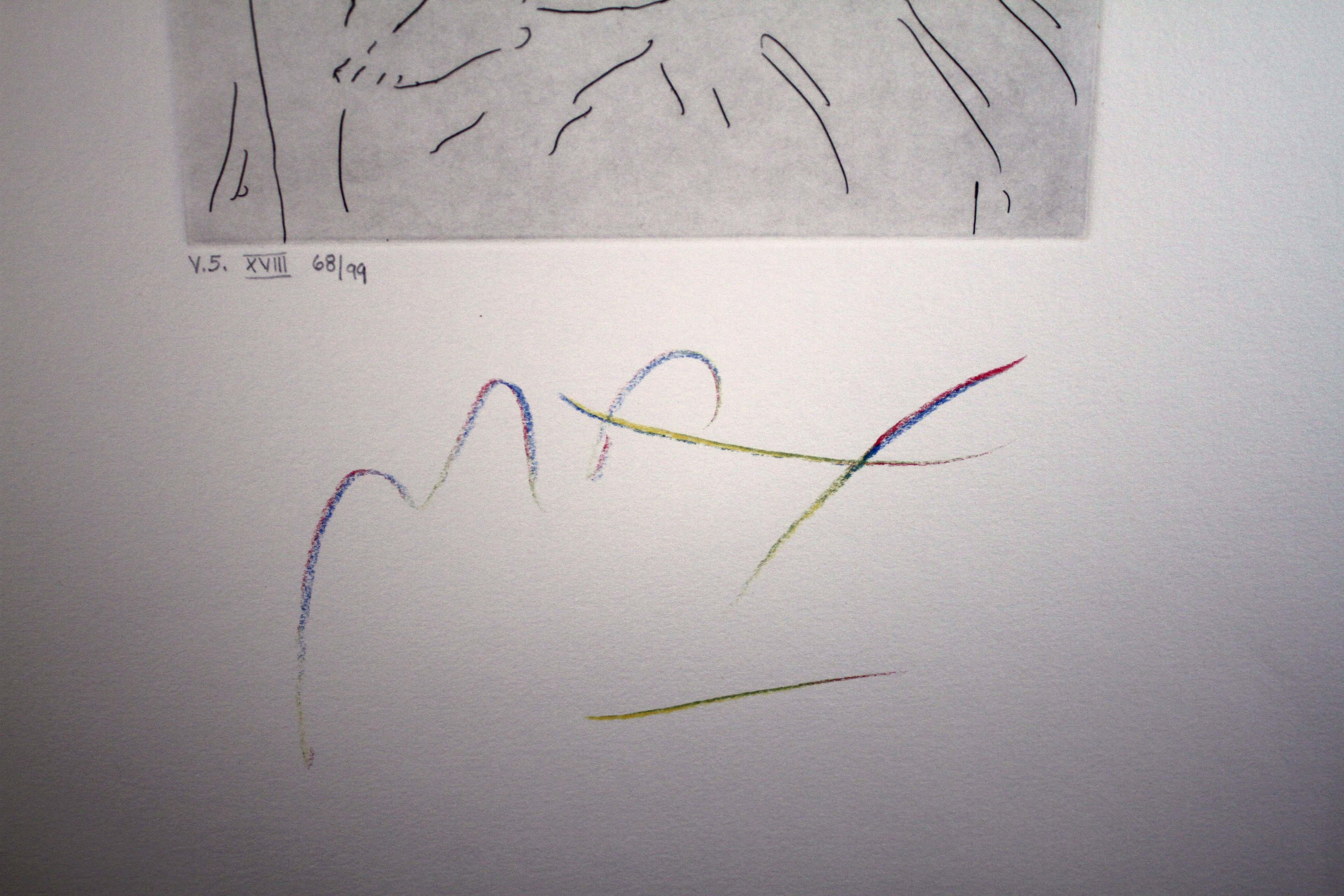 Peter Max Homage zu Picasso, Band 5, Radierung XVII, 1993, signiert 68/99, ungerahmt im Angebot 3