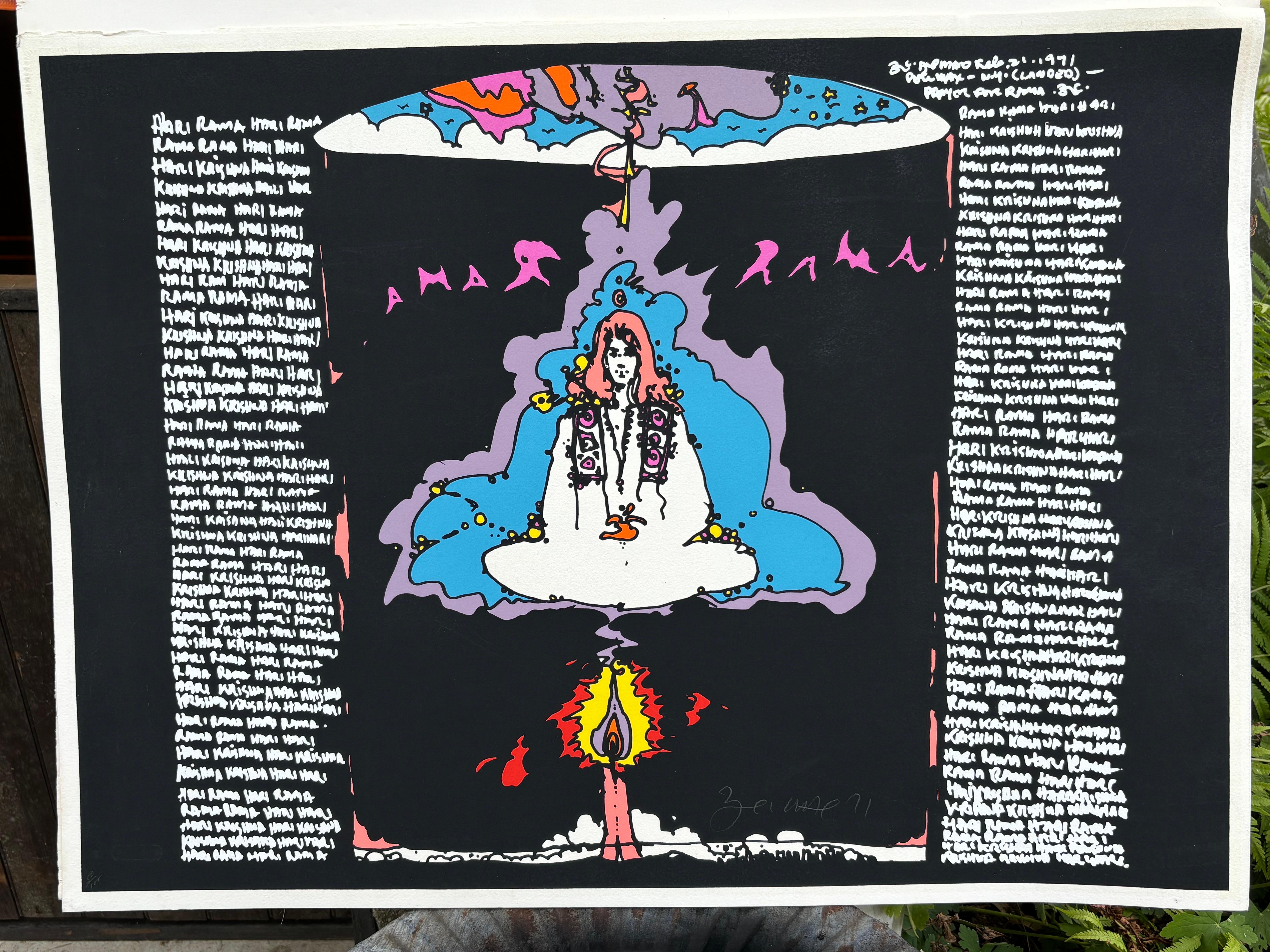 Peter Max Original Karma 50/100 von 1971.  Das Papierformat ist 30 x 22