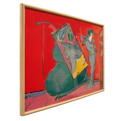 Peter Max "Lady on Red with Floating Vase" 'Signed and Numbered'