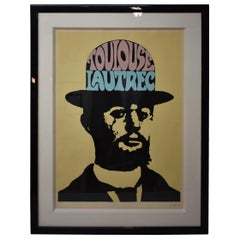 Retro Peter Max Large Toulouse Lautrec in Yellow Artist Proof Signed and Framed Print 