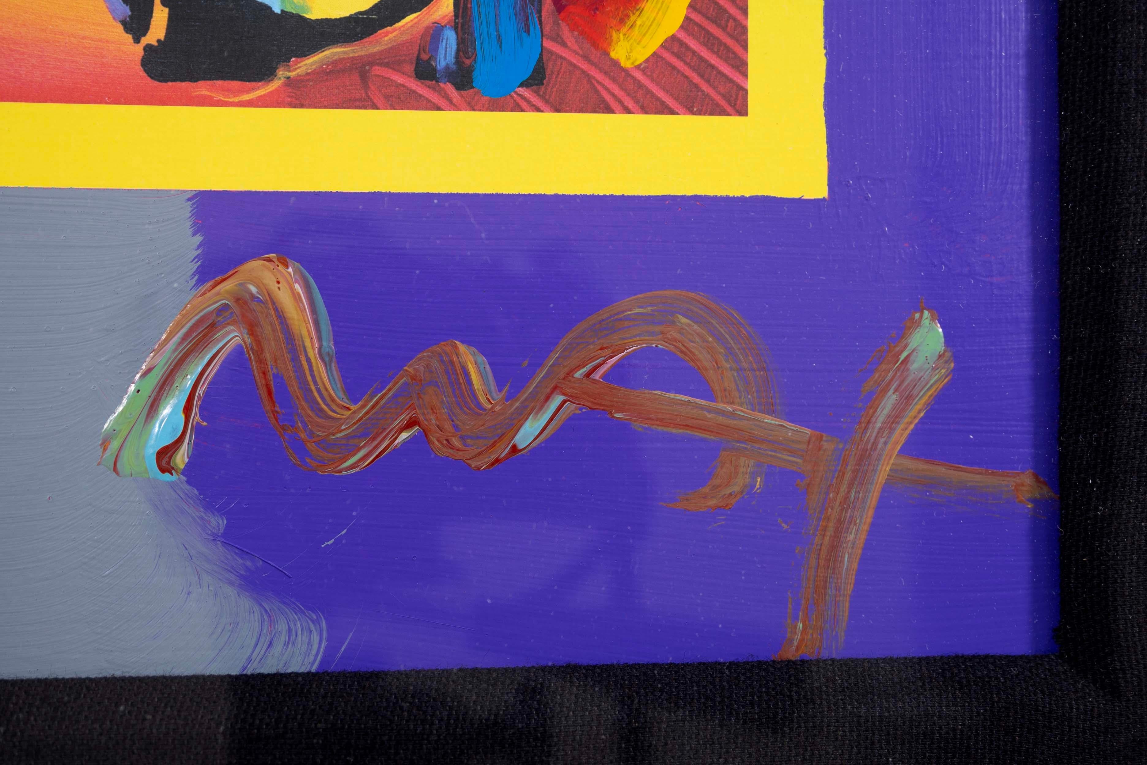Peter Max Liberty Head II on Blends Firmato Mixed Media on Paper Incorniciato anni 2000 in vendita 5