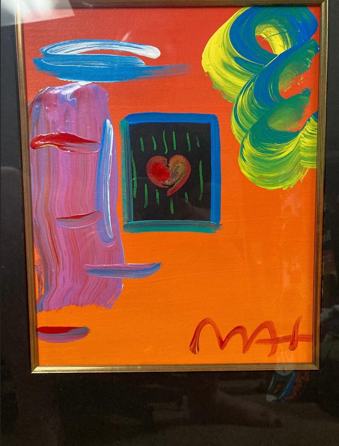 This is an Peter Max original mixed media 1/1 heart suite ii with drawing on back. Measures 23x21 no coa. But has a wentworth gallery sticker on the back 100% legit