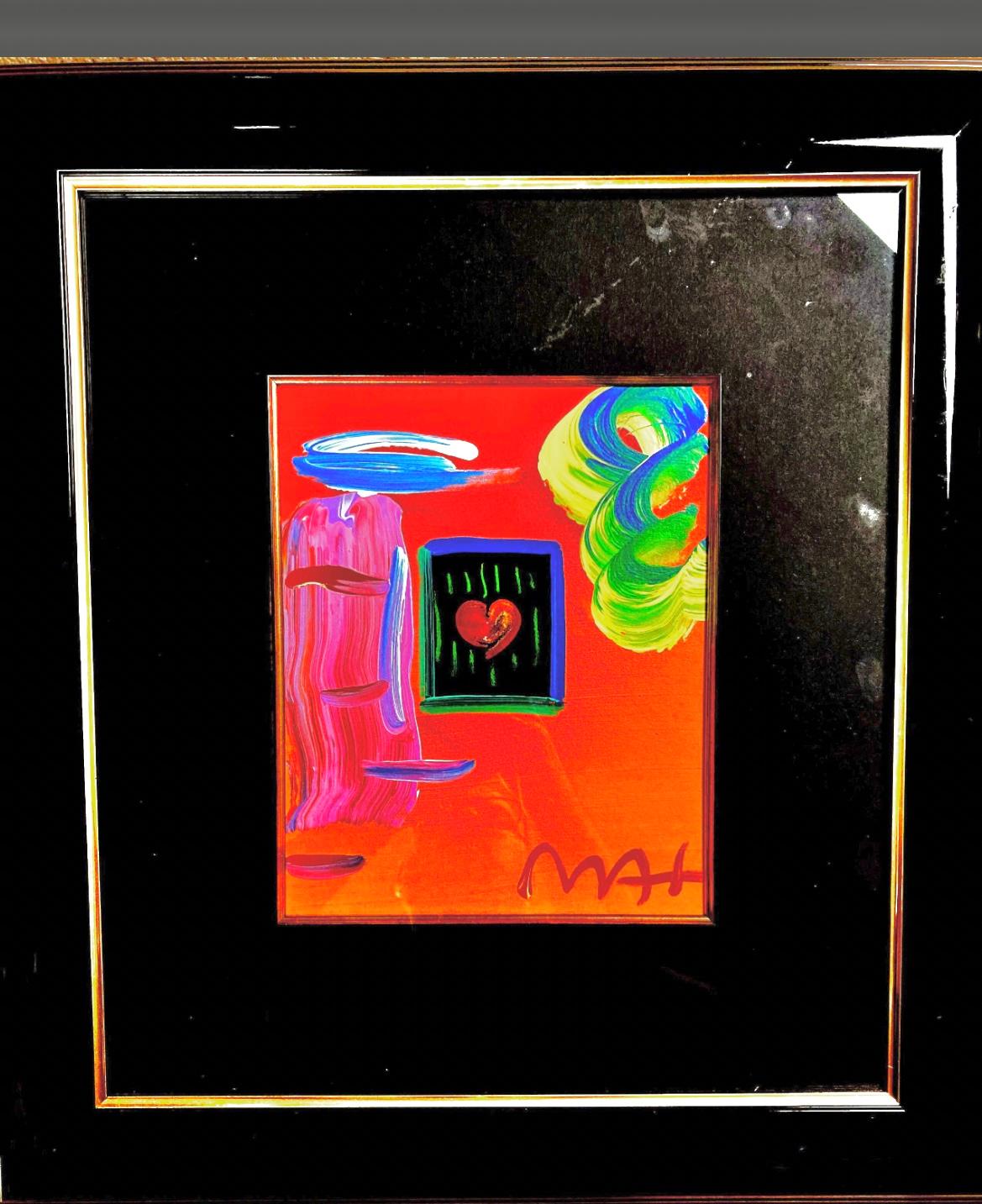 “1/1 heart suite ii with drawing on back“ - Mixed Media Art by Peter Max