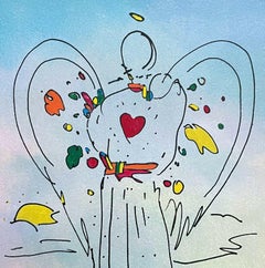 Angel with Heart on Blue, Peter Max