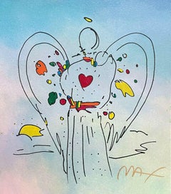 Angel with Heart on Blue, Peter Max