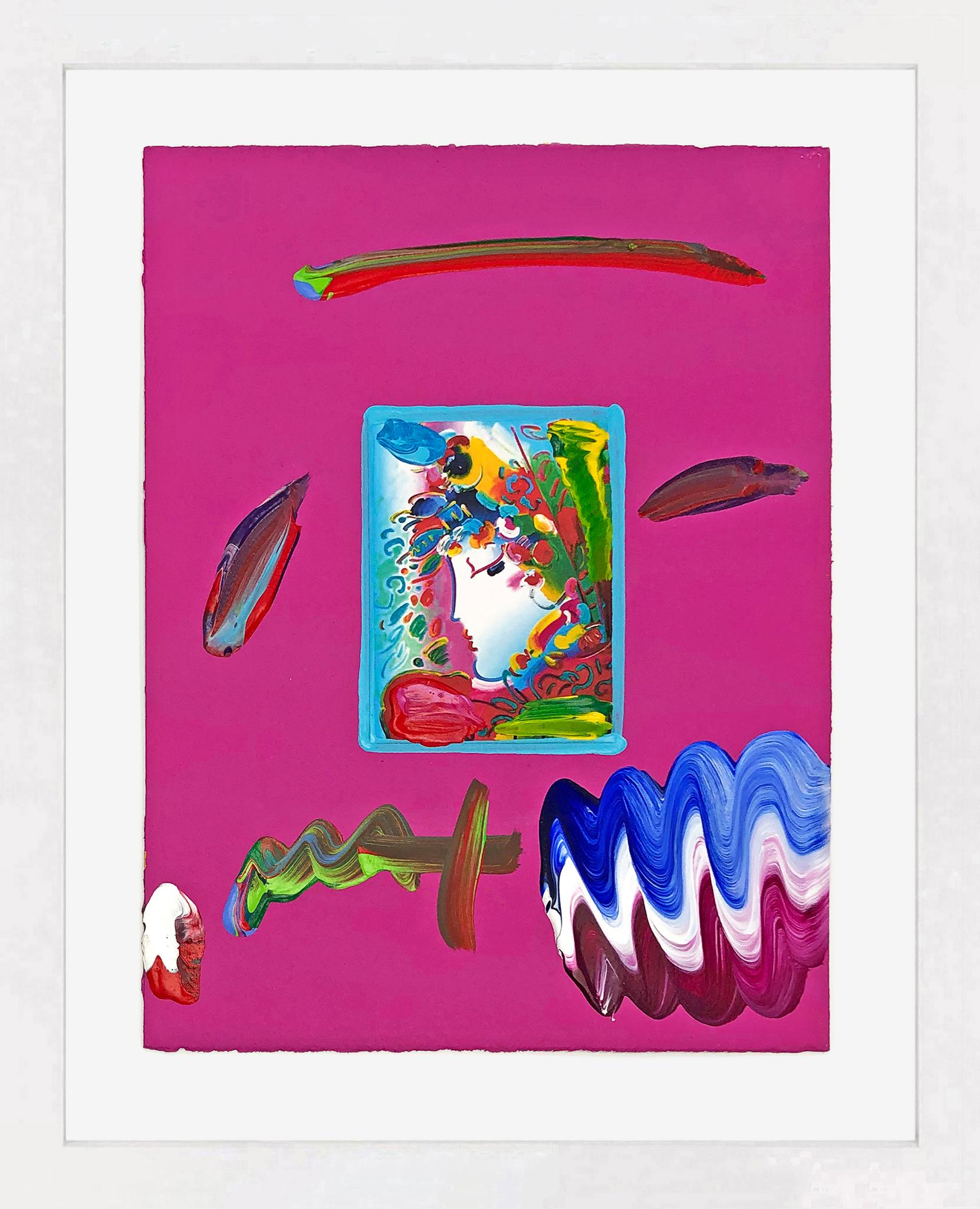 Blushing Beauty (tecnica mista unica su carta) - Mixed Media Art di Peter Max