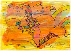 Cosmic Flyer (framed, original mixed media on paper)