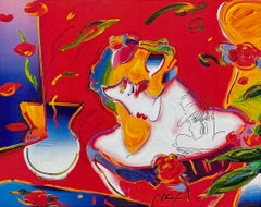 Flower Blossom Lady (framed unique mixed media on paper)