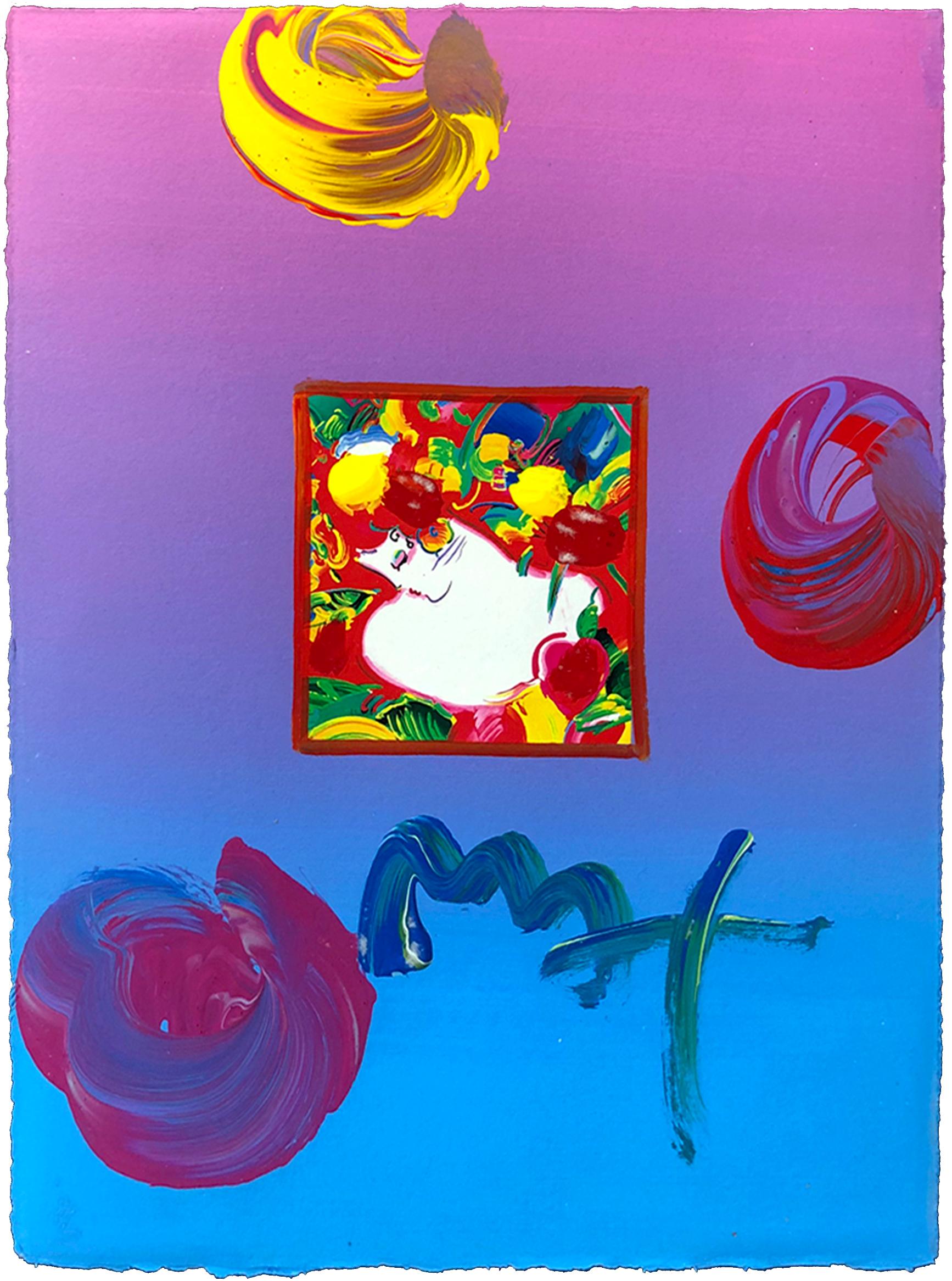 FLOWER BLOSSOM LADY (OVERPAINT) - Pop Art Mixed Media Art by Peter Max