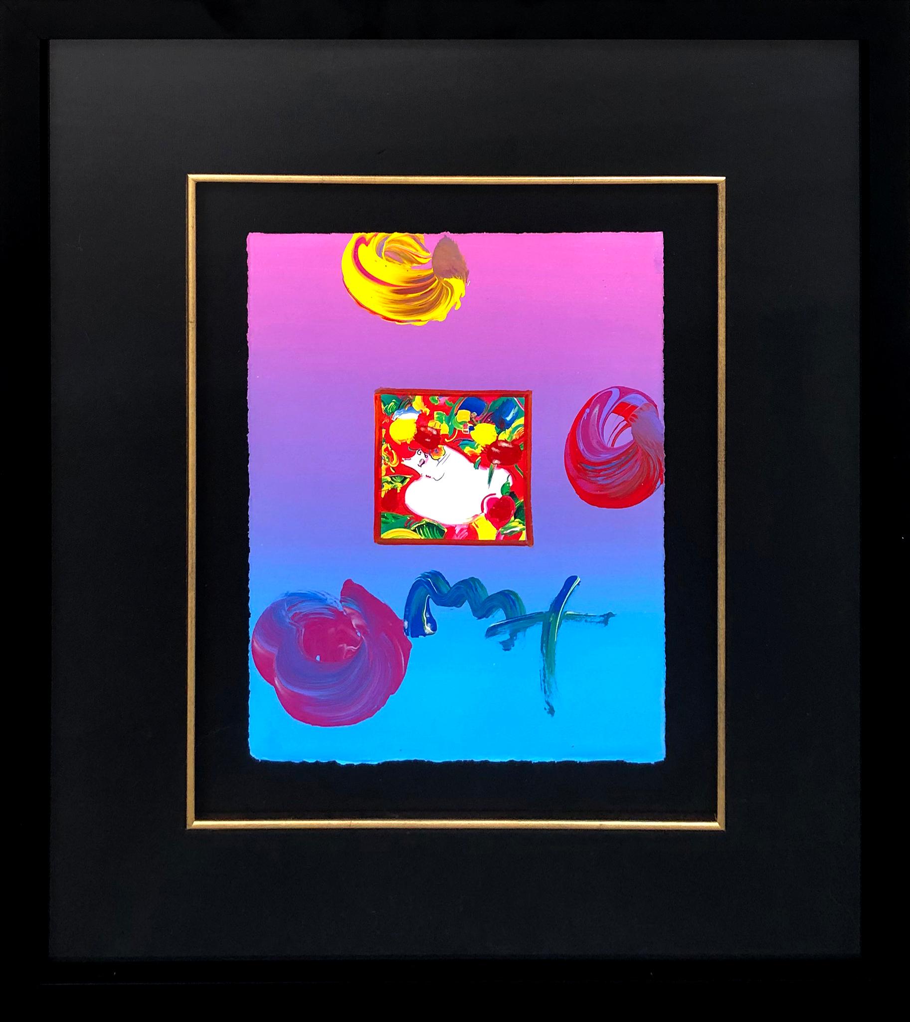 FLOWER BLOSSOM LADY (OVERPAINT) - Mixed Media Art by Peter Max