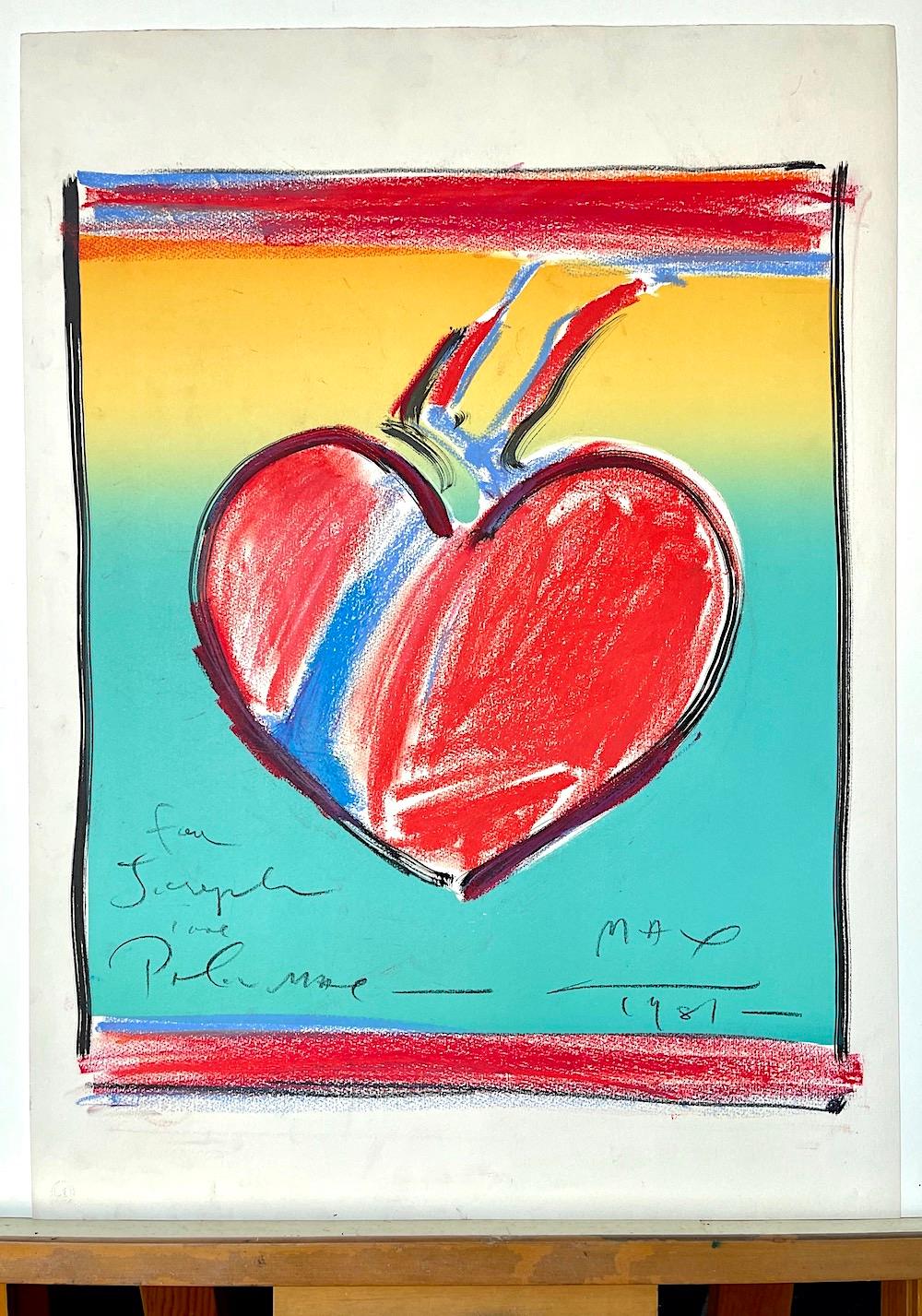 HEART II Signierte Lithographie mit pastellfarbenen Akzenten, Pop-Art-Herz-Zeichnung, Rot, Blau im Angebot 6