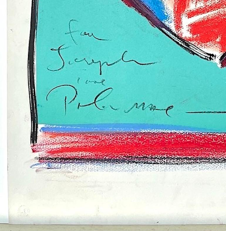 HEART II Signierte Lithographie mit pastellfarbenen Akzenten, Pop-Art-Herz-Zeichnung, Rot, Blau im Angebot 4