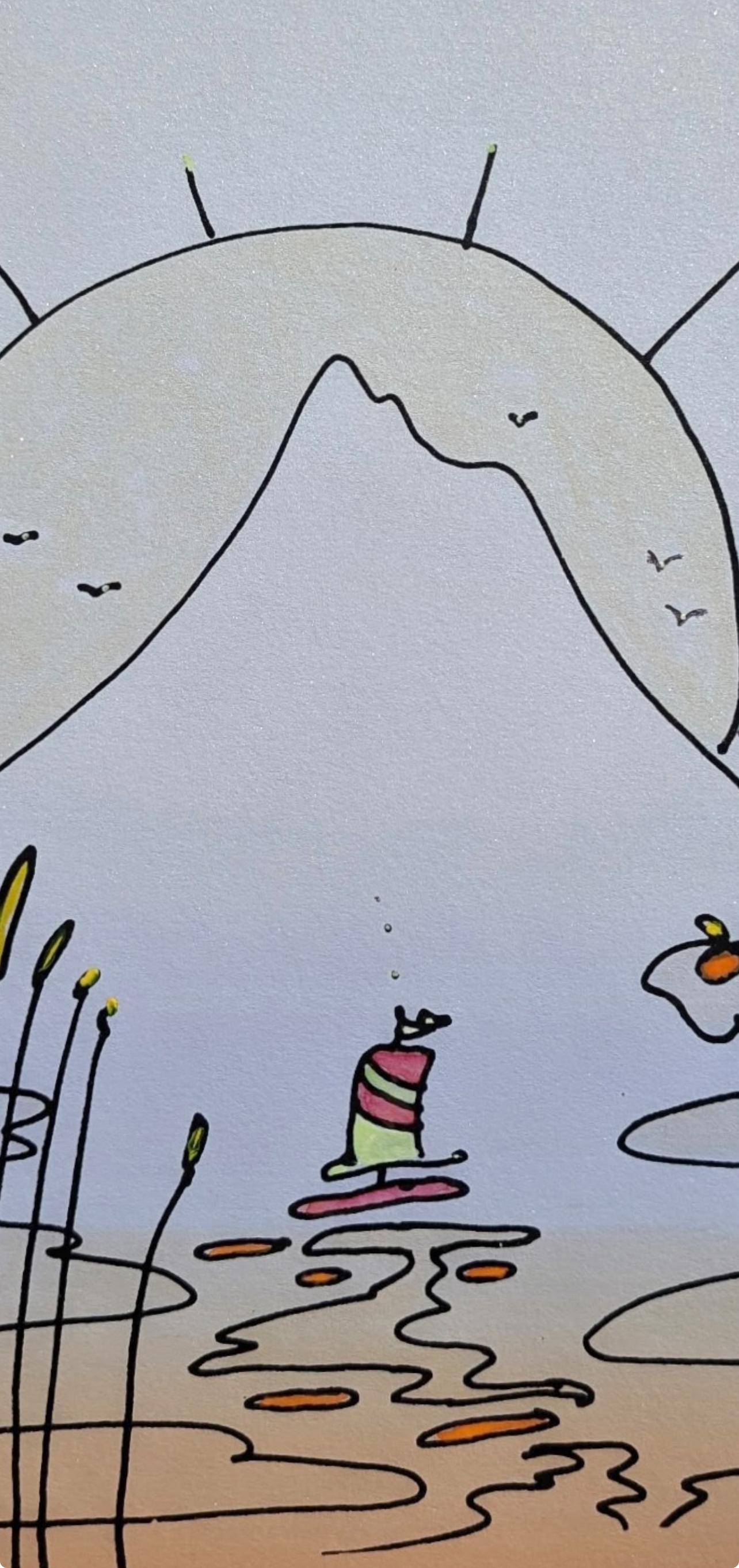 Montaña del Himalaya con velero, Peter Max en venta 1