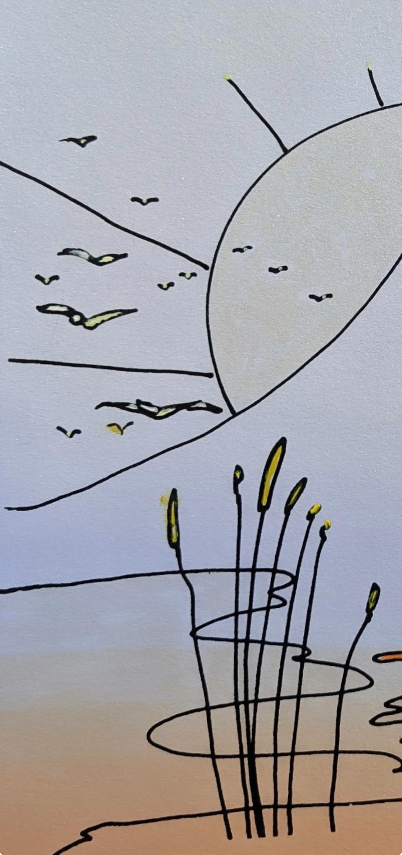 Montaña del Himalaya con velero, Peter Max en venta 2