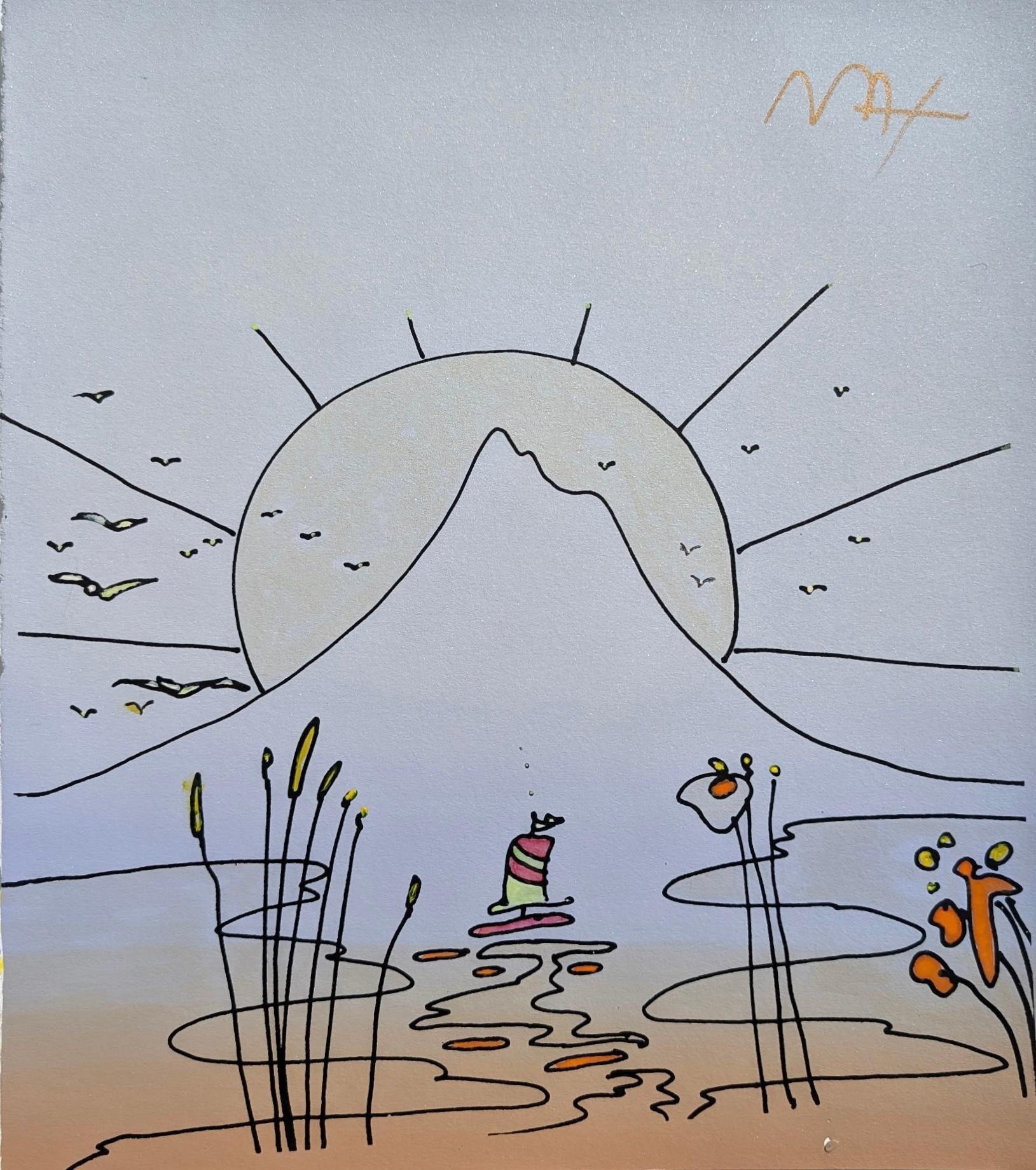 Artista: Peter Max (1937)
Título: Montaña del Himalaya con velero
Año: 2015
Técnica: Acuarela y serigrafía sobre papel Fabriano
Tamaño: 15 x 11 pulgadas
Inscripción: Firmado a tinta
Notas: Publicado, impreso y pintado por Peter Max, Nueva York,