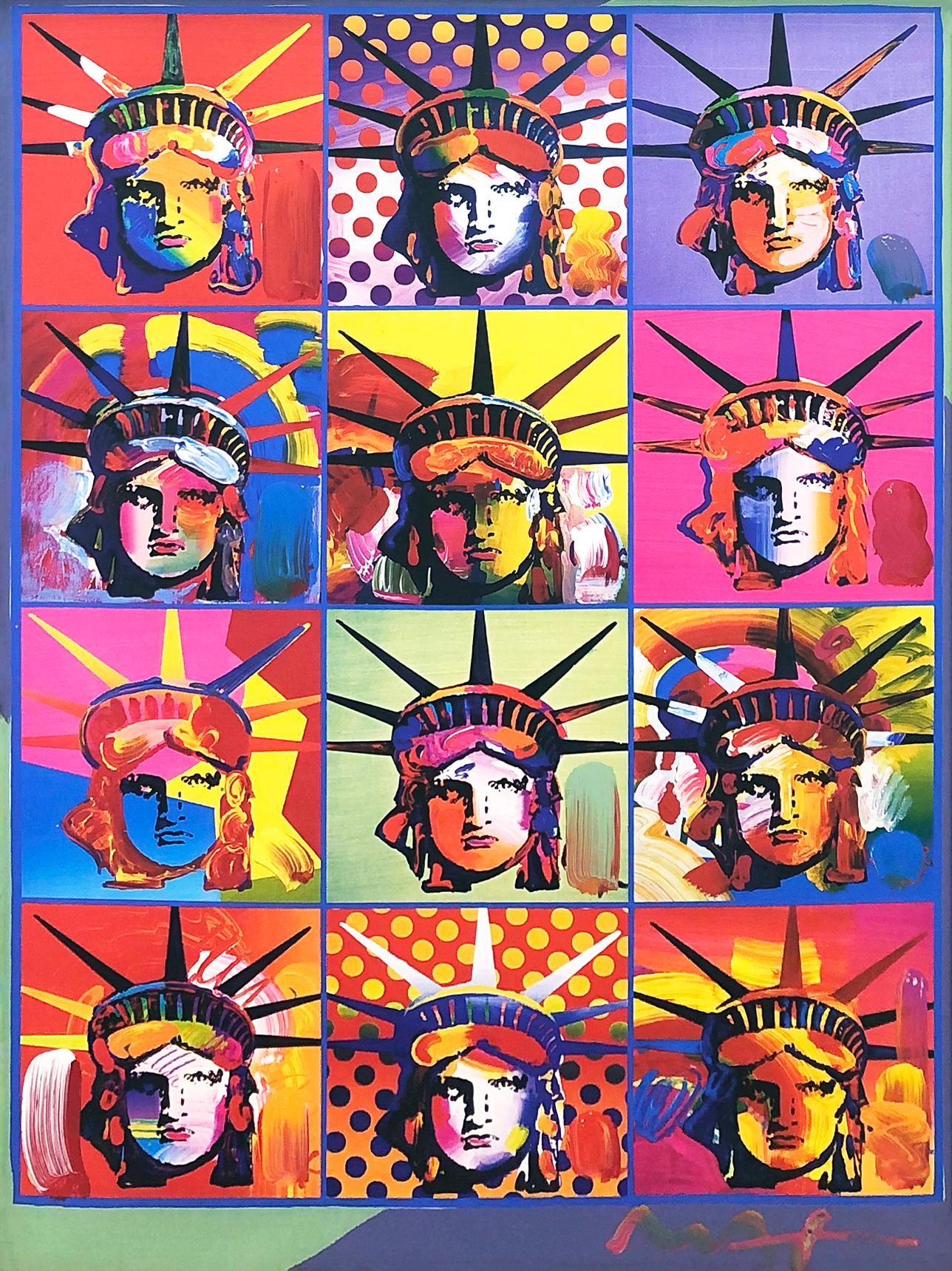 LIBERTY AND JUSTICE POR ALL - Painting by Peter Max