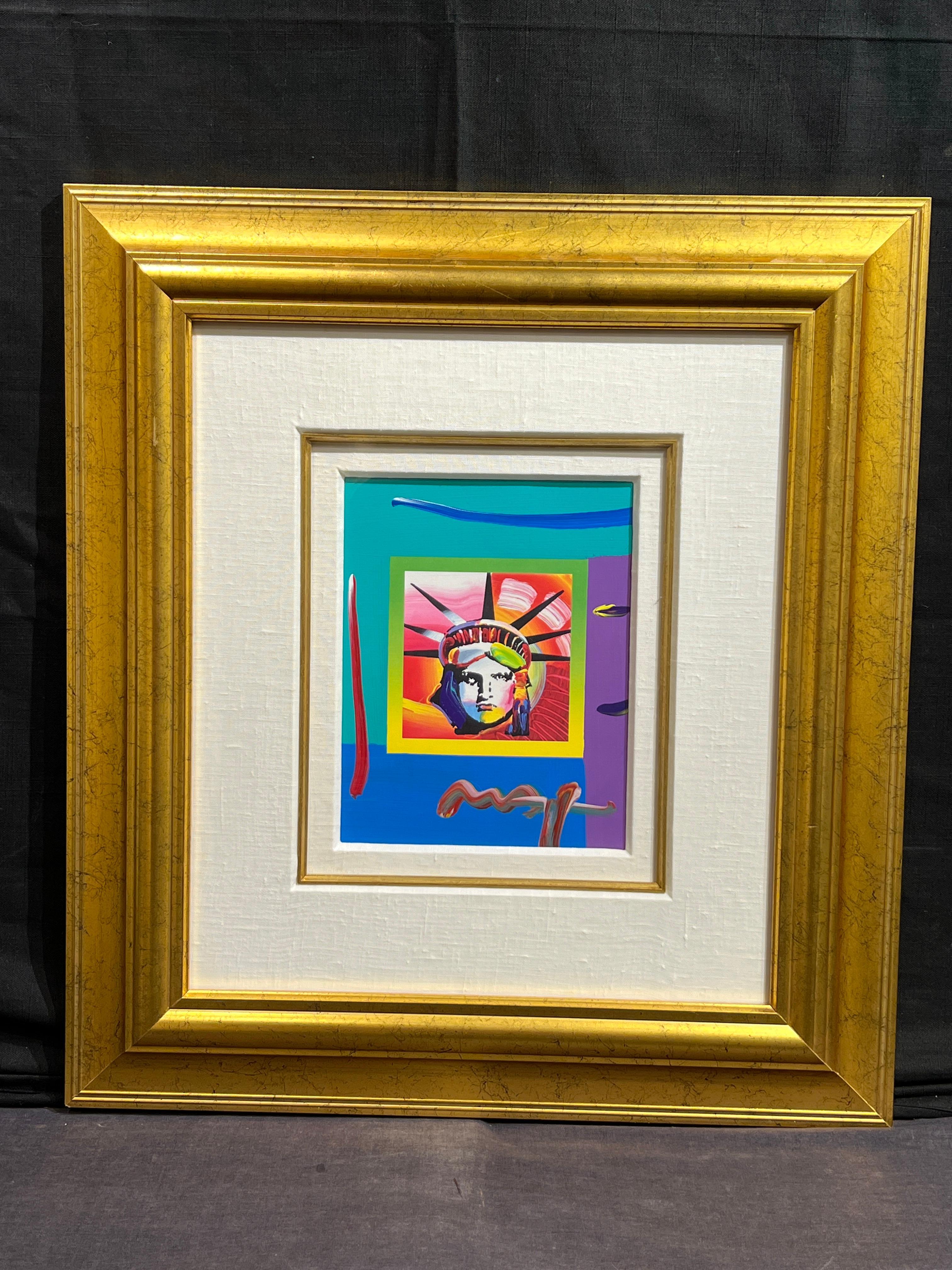 Peter Max (Deutscher, geb. 1937)
Freiheitskopf II
Signiert unten rechts
9,5 x 7,25 Zoll
23,5 x 21,5 Zoll mit Rahmen

Peter Max, geboren als Peter Max Finkelstein,  ist ein multidimensionaler Künstler, der sich auf zeitgenössische Ereignisse