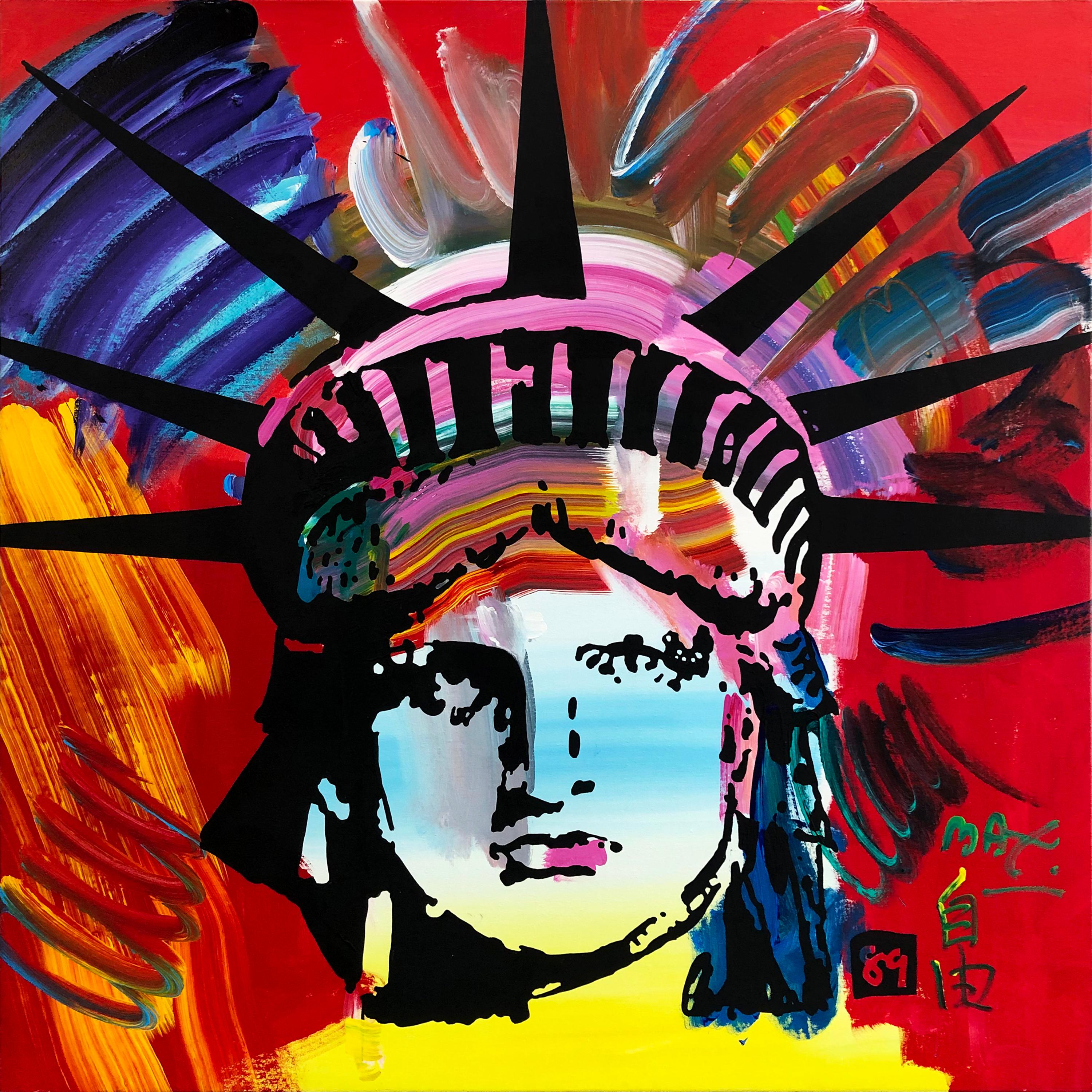 Peter Max Portrait Painting - LIBERTY HEAD (LARGE PAINTING)
