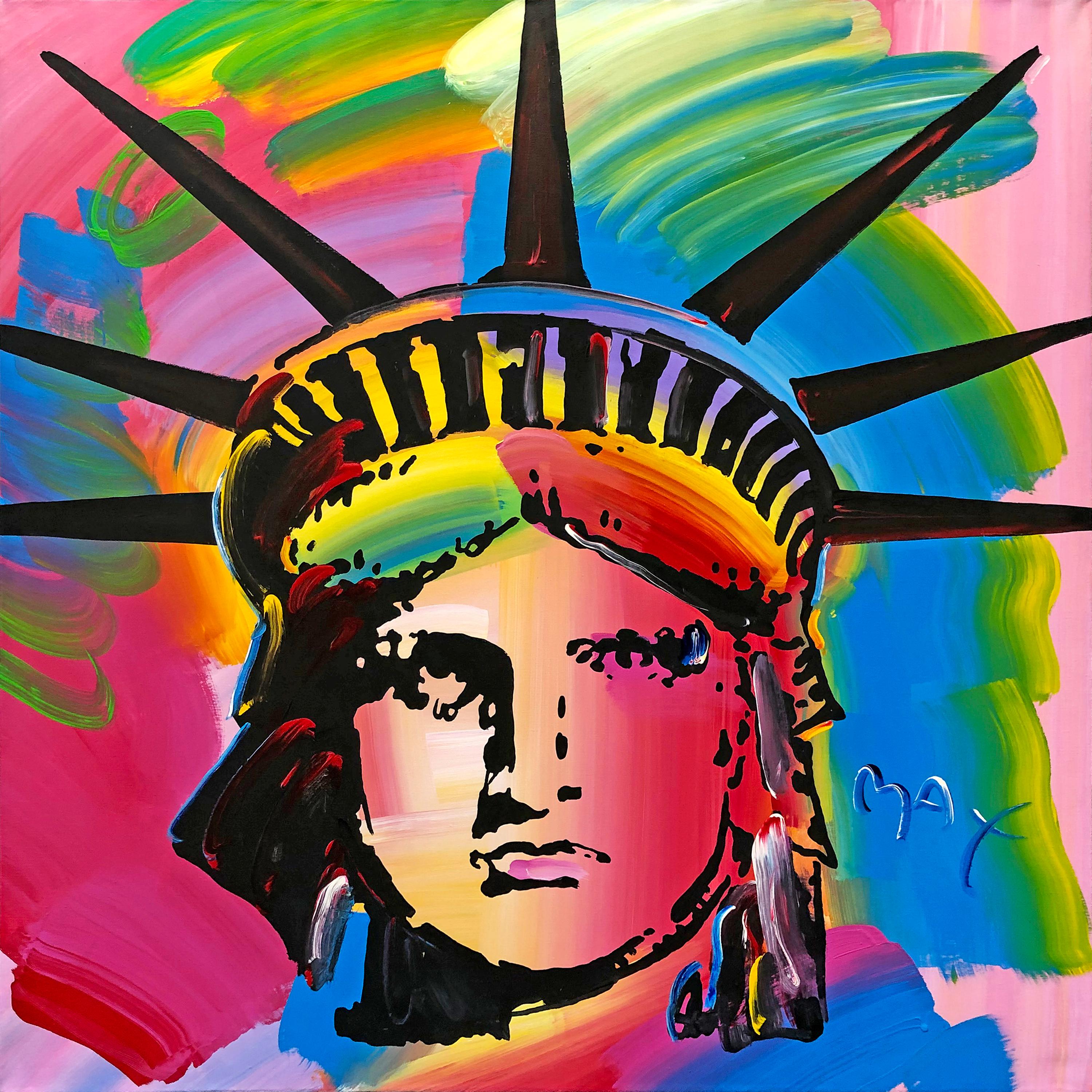 LIBERTY HEAD (LARGE PAINTING) - Mixed Media Art by Peter Max