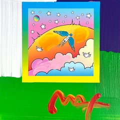 Peter Max, "Angel with Clouds" Framed One-of-a-Kind Acrylic Mixed Media