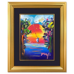 Peter Max, "Better World" Framed One-of-a-Kind Acrylic Mixed Media