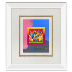Peter Max, "Cosmic Flyer" Acrilico misto incorniciato unico nel suo genere
