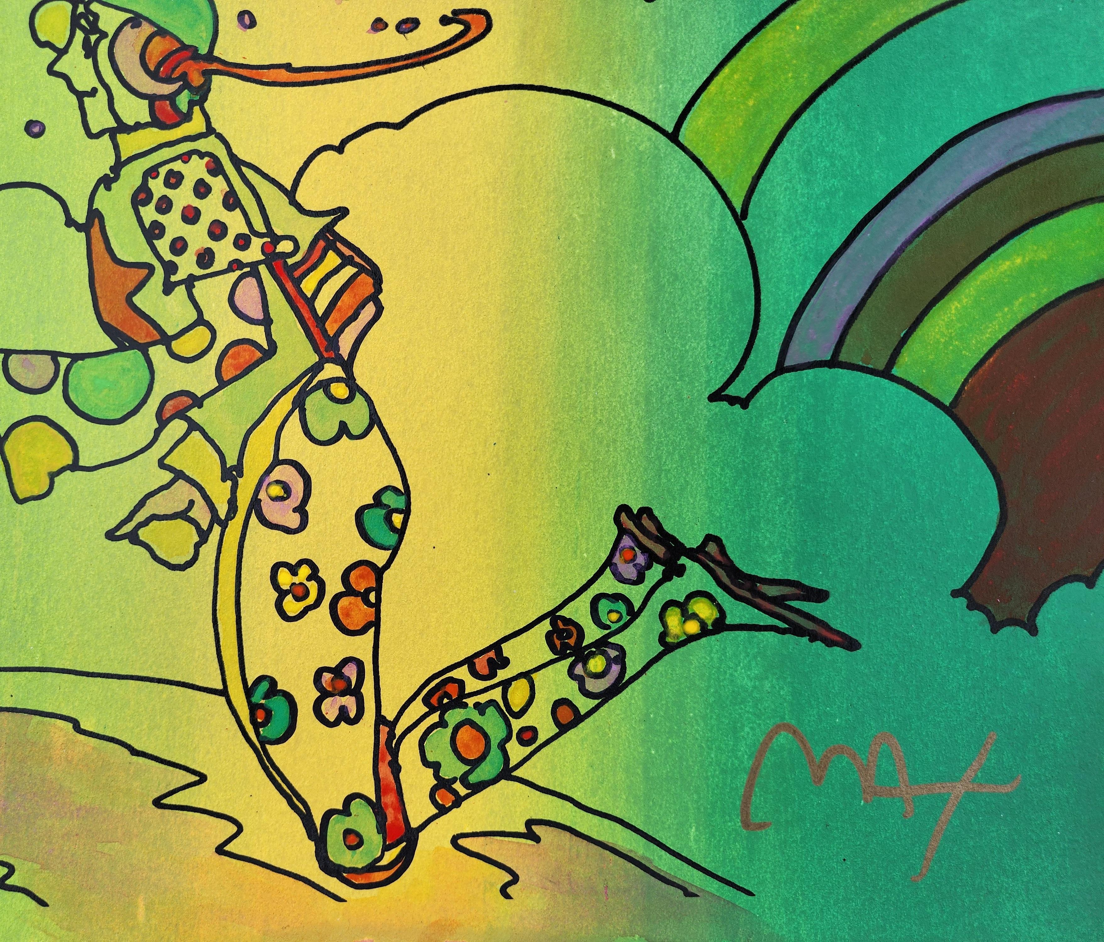 Peter Max 'Cosmic Flyer (Green)' C1990, mixed media on paper For Sale 3