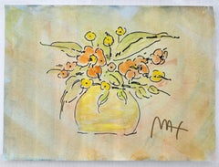 Peter Max 'Flower Vase' C1990, mixed media on paper