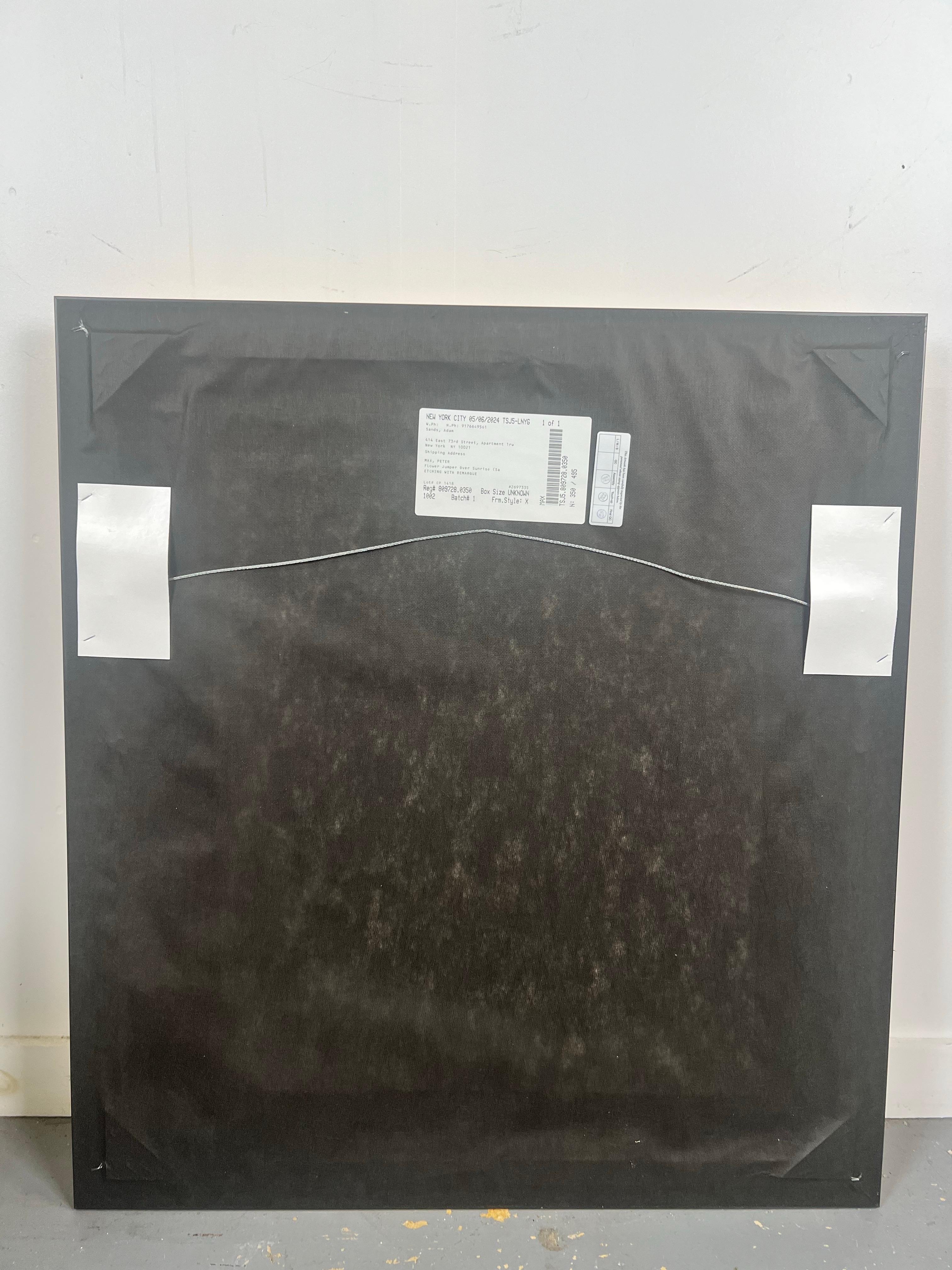 Peter Max Flower Jumper Over Sunrise Gravure et coloration à la main signée et encadrée en vente 13