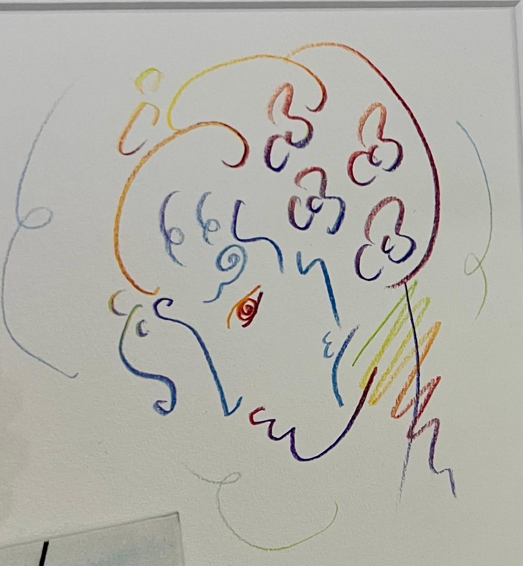 Peter Max Flower Jumper Over Sunrise Gravure et coloration à la main signée et encadrée en vente 5