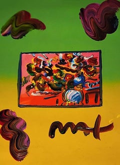 Peter Max "Flowers" unique original mixed media