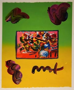Peter Max "Flowers" unique original mixed media