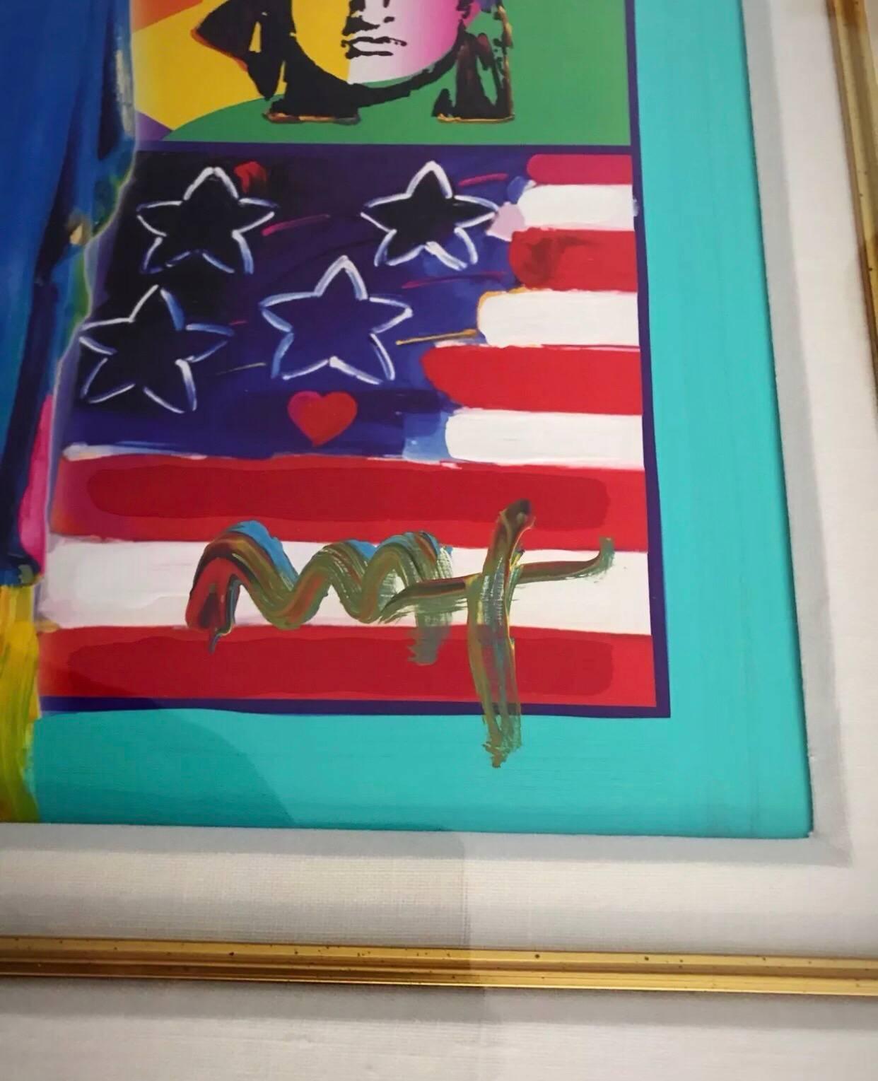 Peter Max God Bless America with Five Liberties 2005 WITH CERTIFICATION  For Sale 2