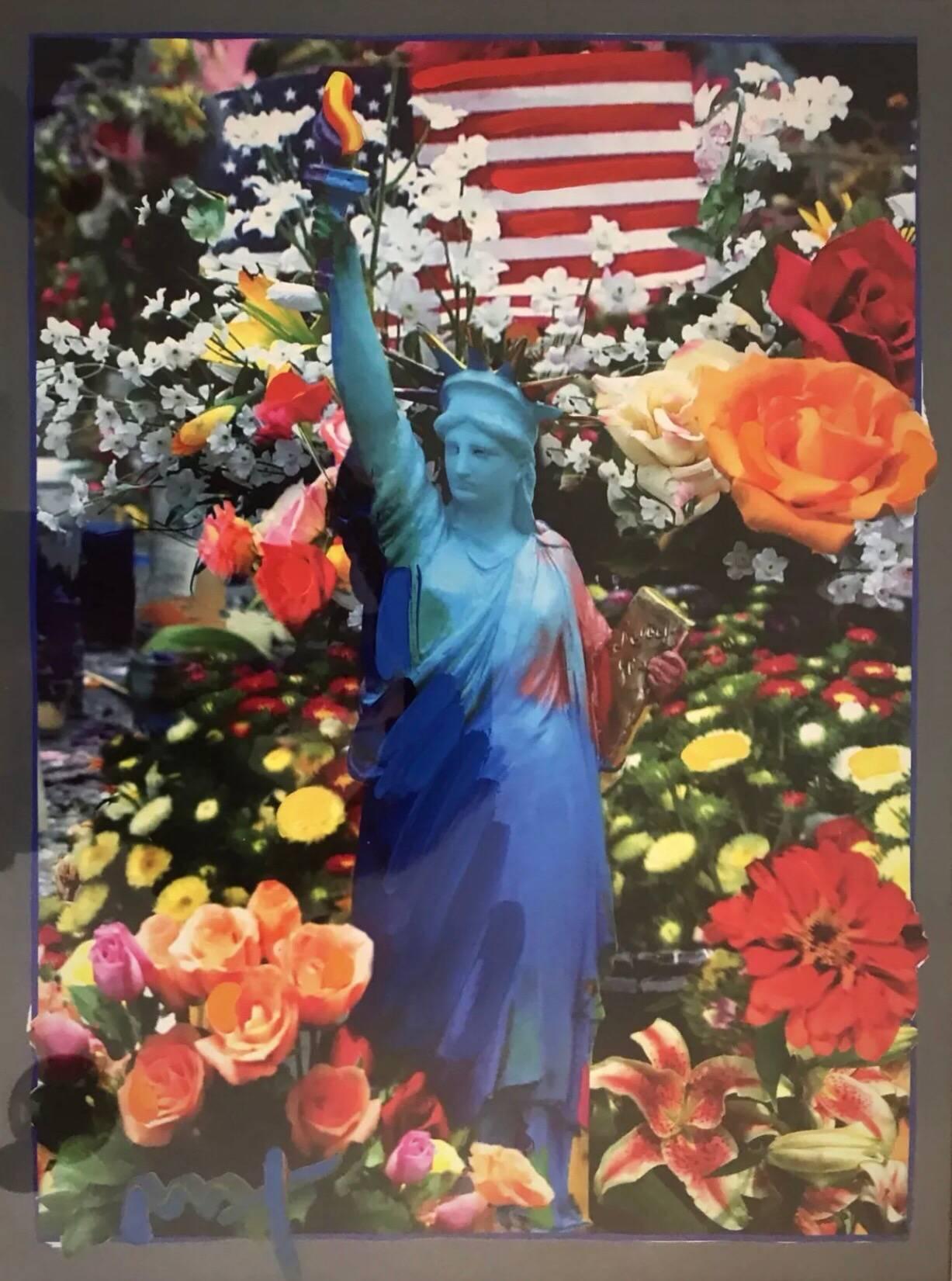 Peter Max - Land of the Free, Home of the Brave II
FRAMED (gilt and linen)
REGISTRATION NUMBER:158046.1176
APPRAISED VALUE (2015) $12,500 (U.S)

2005
24” x 18”
Mixed media with acrylic painting and colour lithography on paper.
Signed in