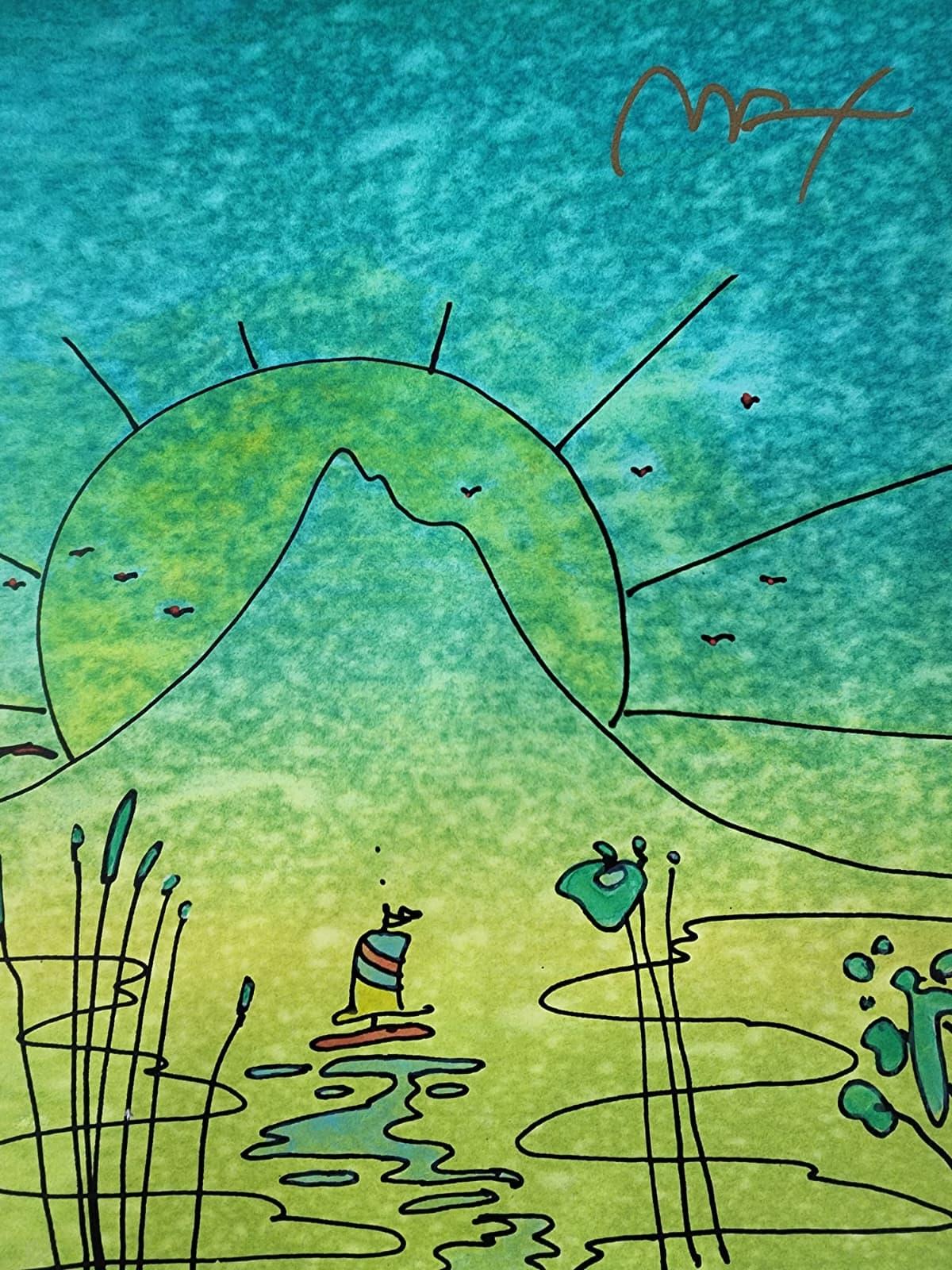 Peter Max 'Sailboat Sunrise' mixed media on paper For Sale 2