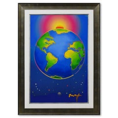 Peter Max, "The State of the World" Framed One-Of-A-Kind Acrylic Mixed Media