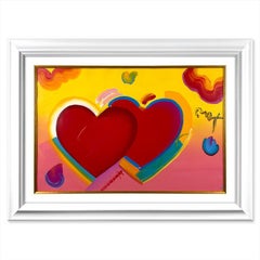 Peter Max, "Two Hearts" Framed One-Of-A-Kind Acrylic Mixed Media