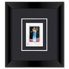 Peter Max, "Femme aux fleurs", œuvre unique encadrée, techniques mixtes